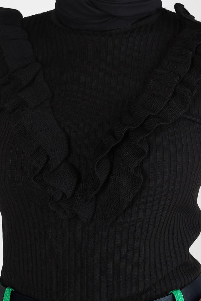 Vêtements hijab NOIR PULL DÉTAIL VOLANT 44070 - ALVİNA