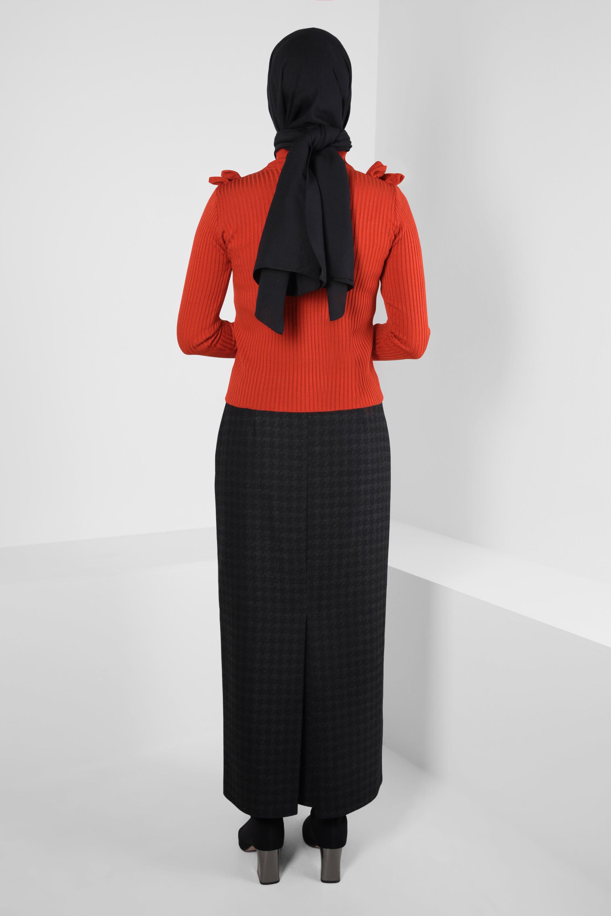 Hijab clothing ORANGE RUFFLE DETAIL SWEATER 44070