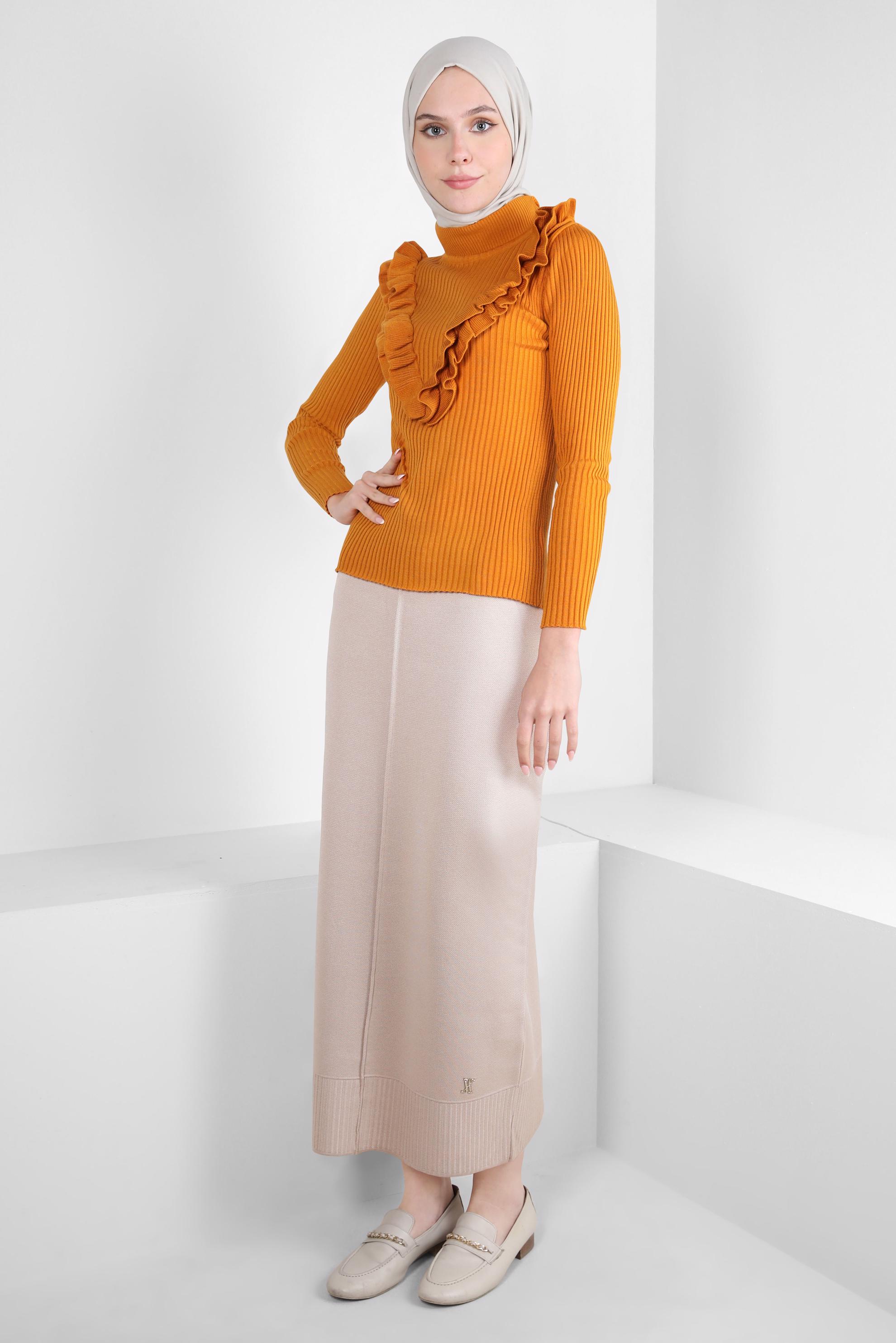 Hijab clothing YELLOW RUFFLE DETAIL SWEATER 44070