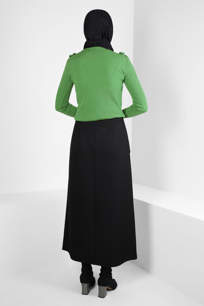 Vêtements hijab VERT PULL DÉTAIL VOLANT 44070 - ALVİNA
