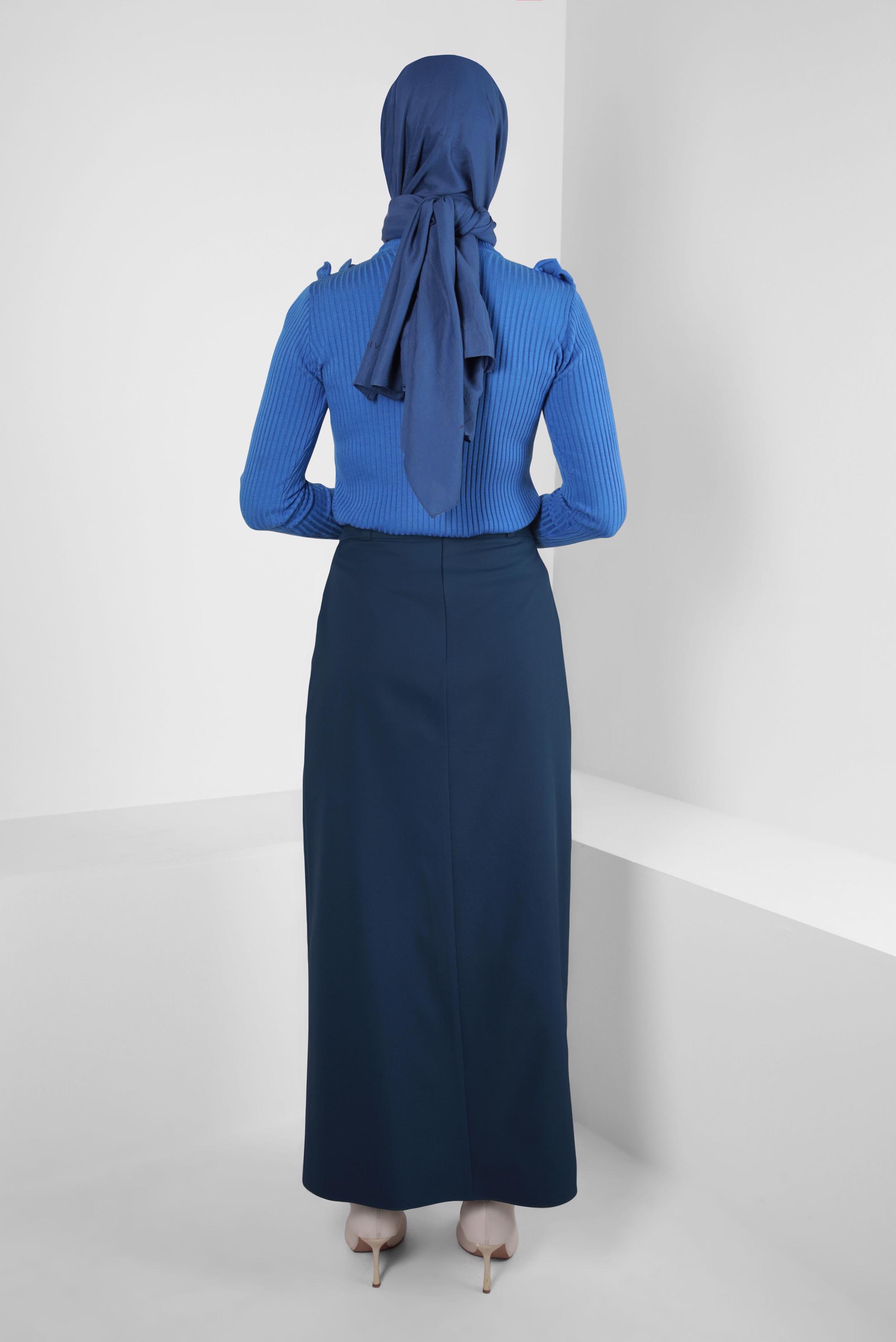 Hijab clothing BLUE RUFFLE DETAIL SWEATER 44070