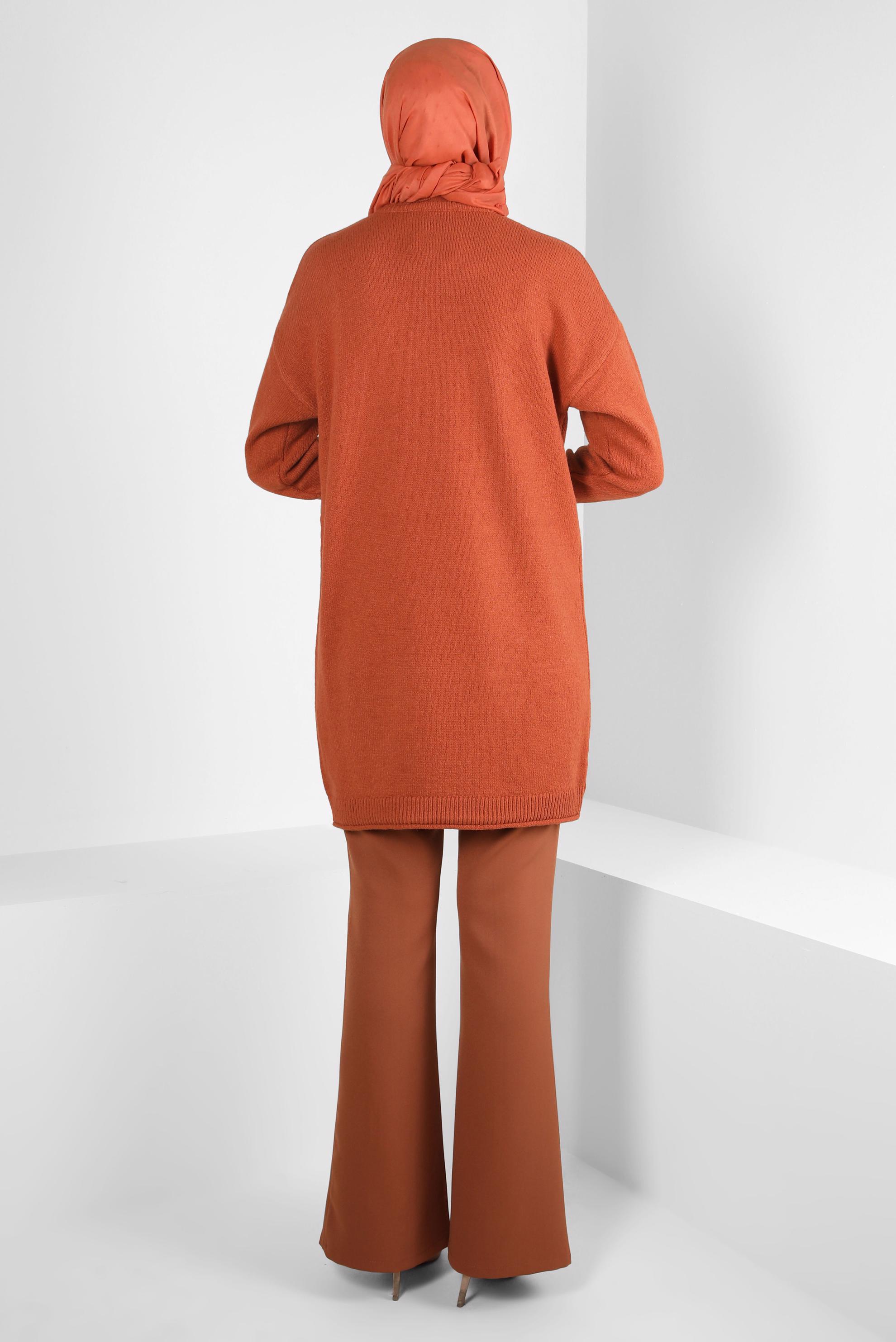 Hijab clothing ORANGE EMBROIDERED KNITWEAR TUNIC 44116