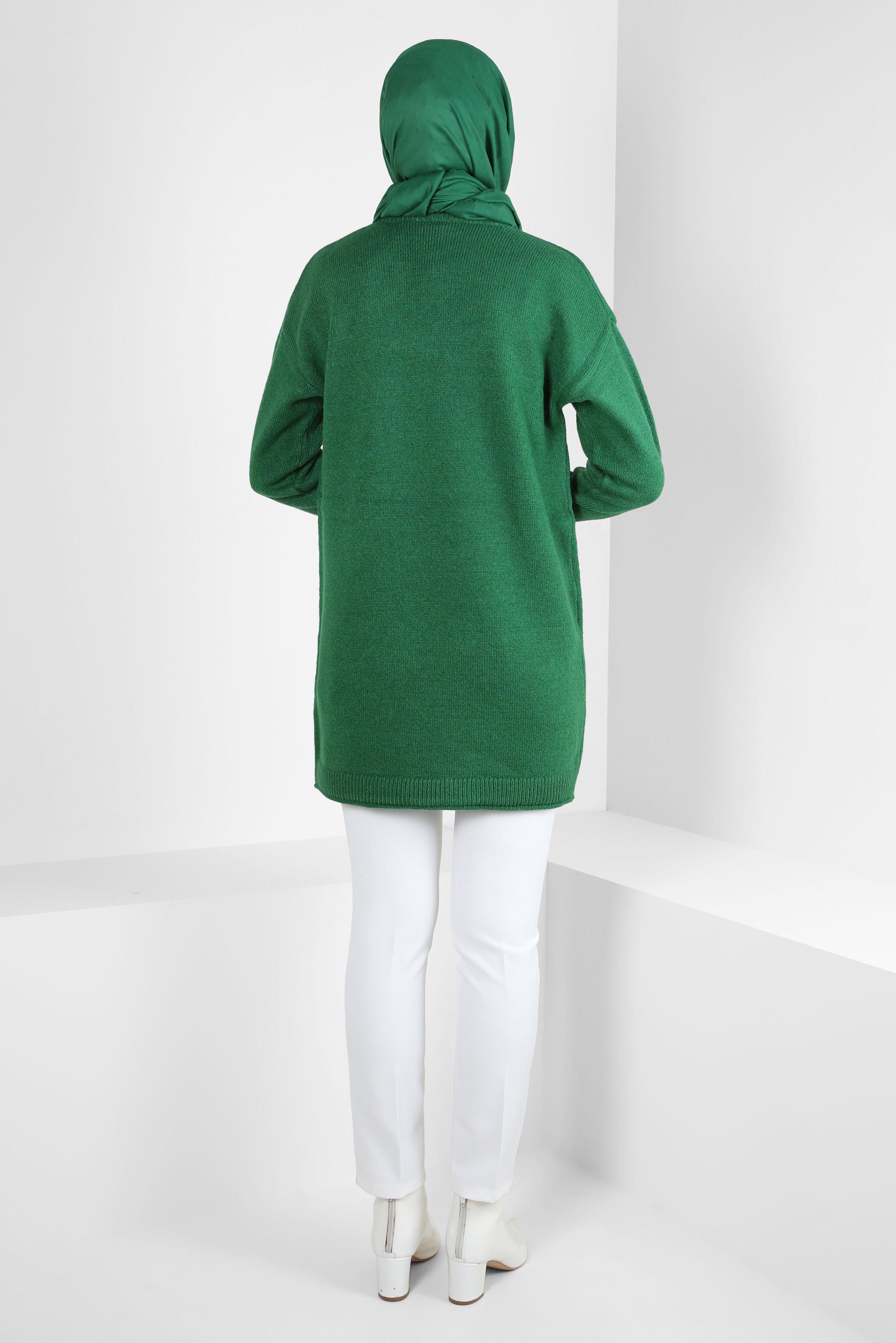 Hijab clothing GREEN EMBROIDERED KNITWEAR TUNIC 44116