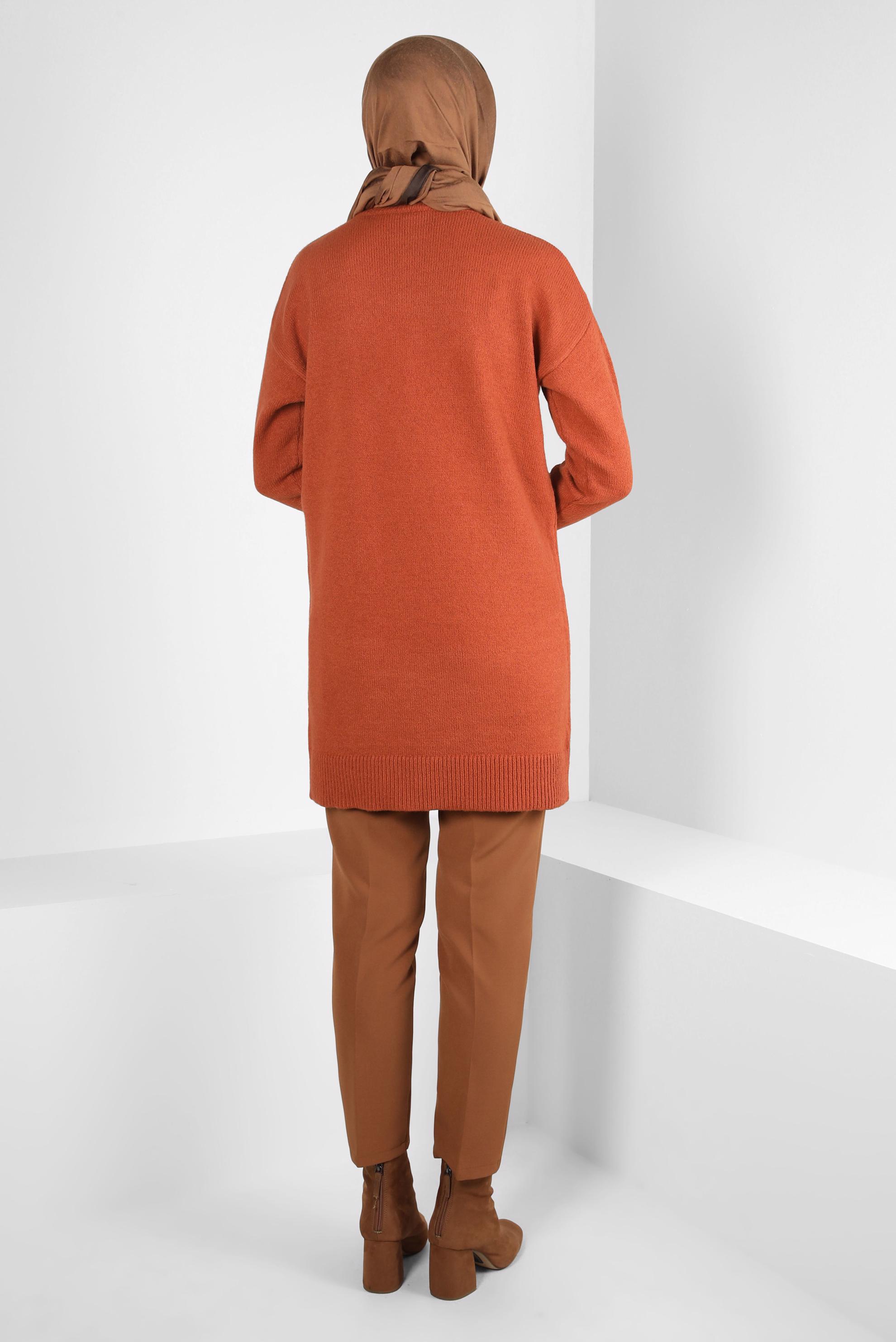 Hijab clothing ORANGE EMBROIDERED KNIT TUNIC 44117