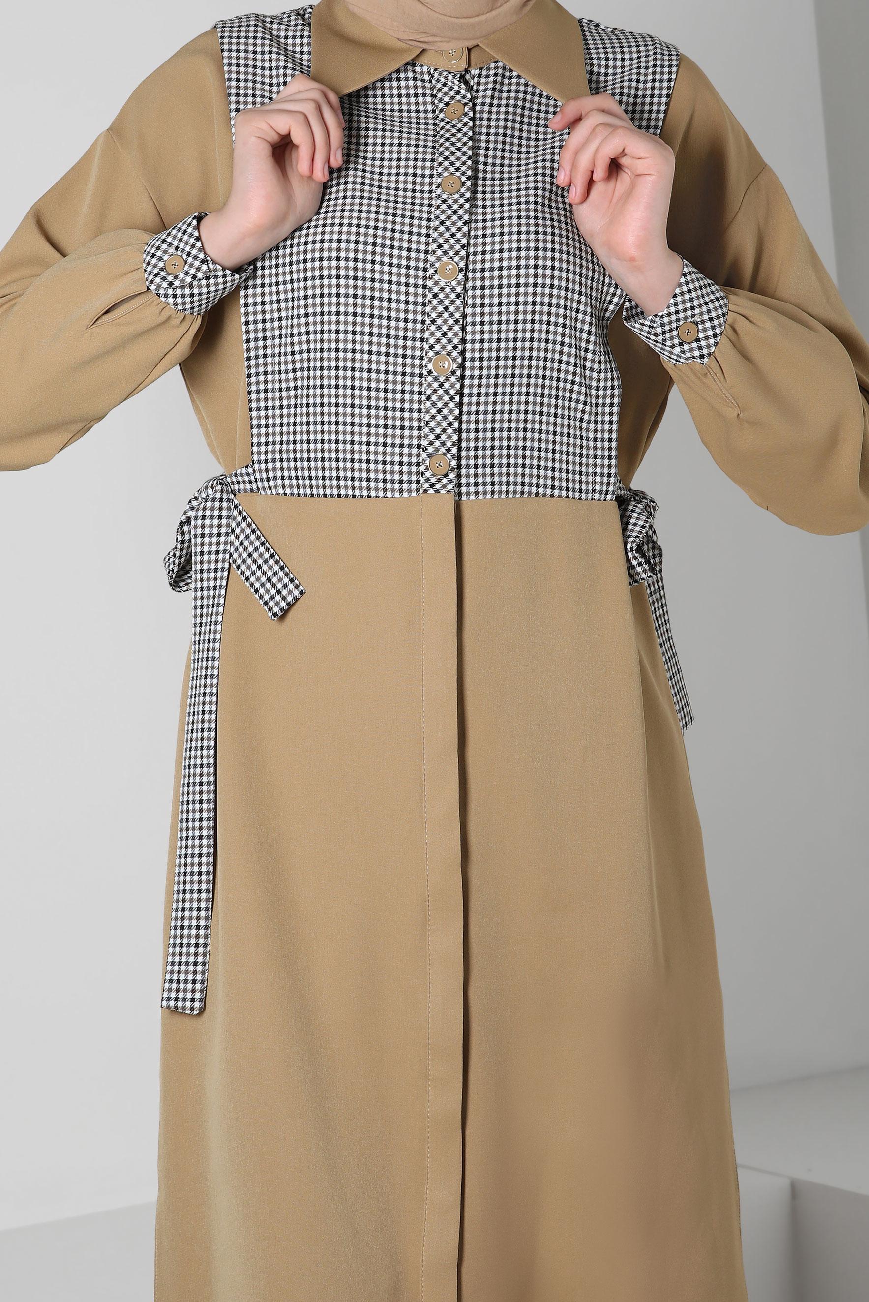 Hijab clothing BROWN HOUNDSTOOTH PATTERNED TUNIC 44128