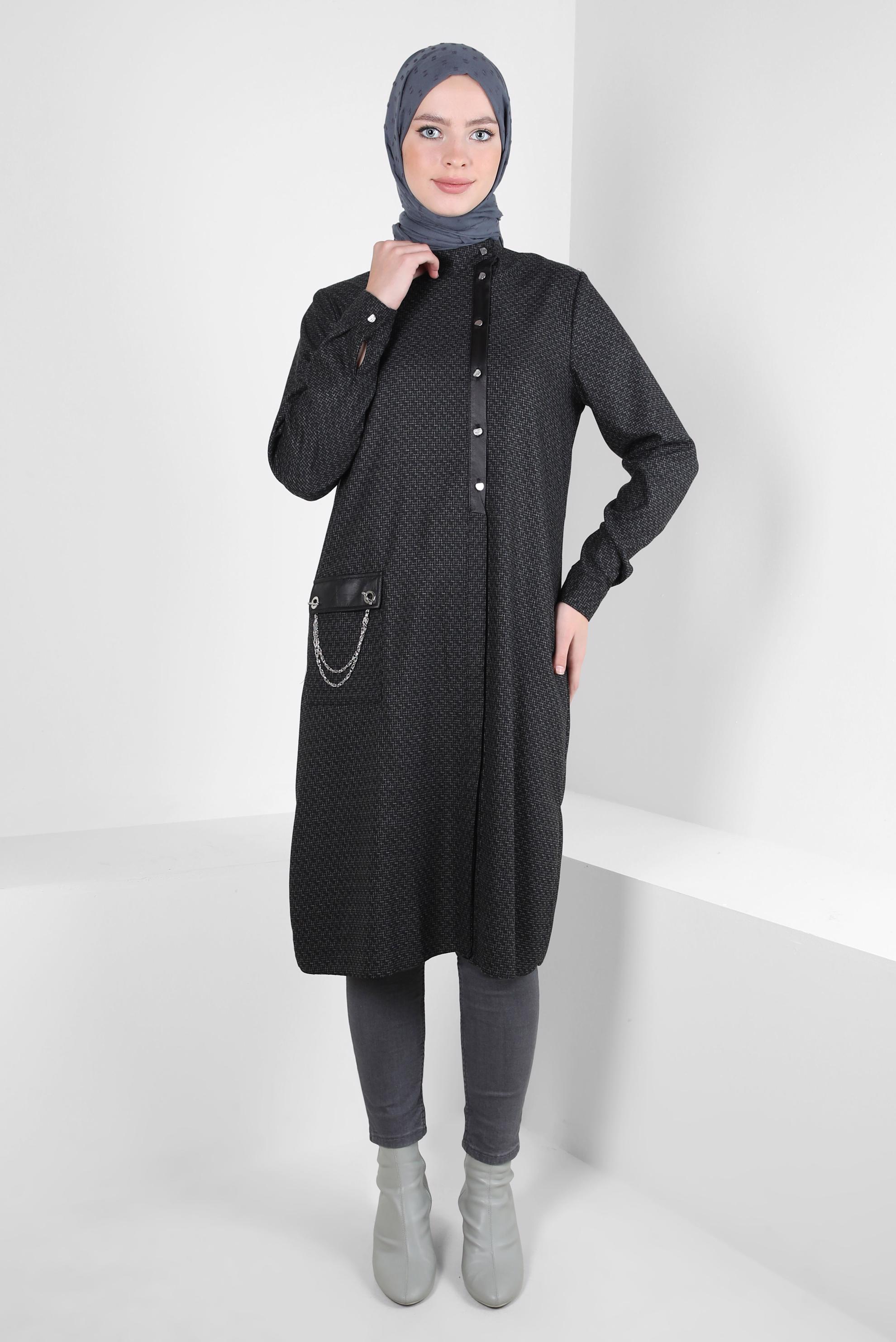 Hijab clothing BLACK TUNIC WITH CHAIN DETAIL 44129