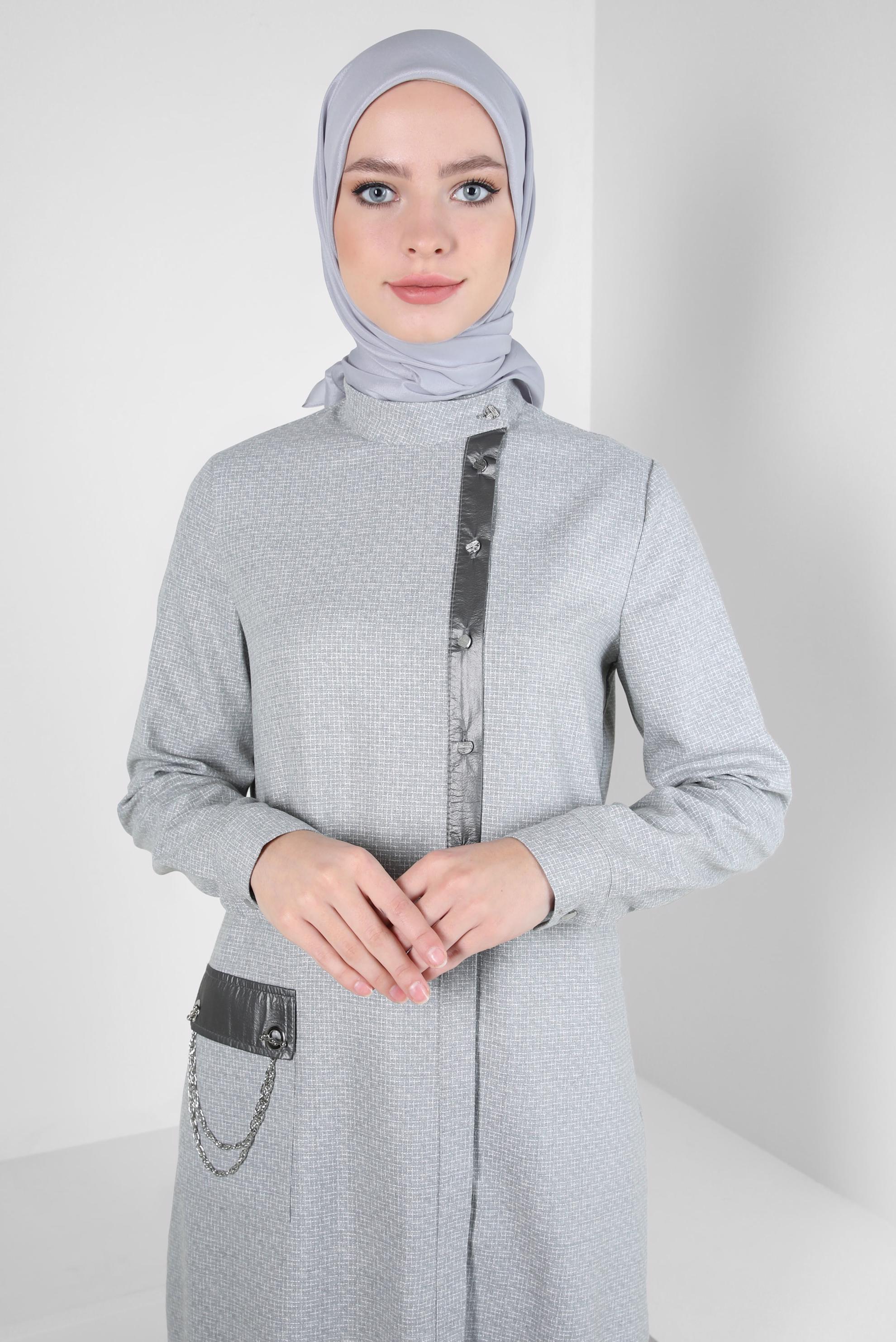 Hijab clothing GREY TUNIC WITH CHAIN DETAIL 44129