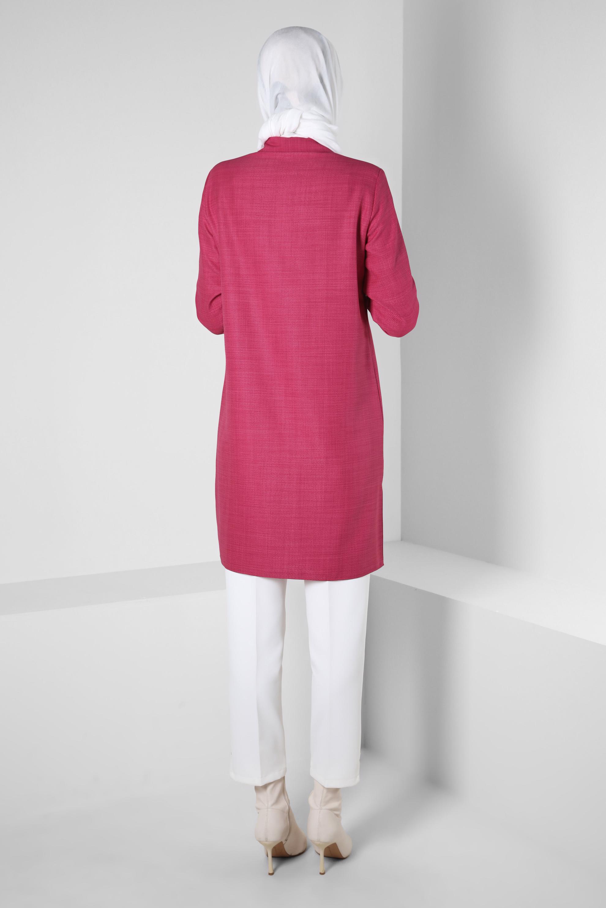 Tesettür giyim FUŞYA ZİNCİR DETAYLI TUNİK 44130