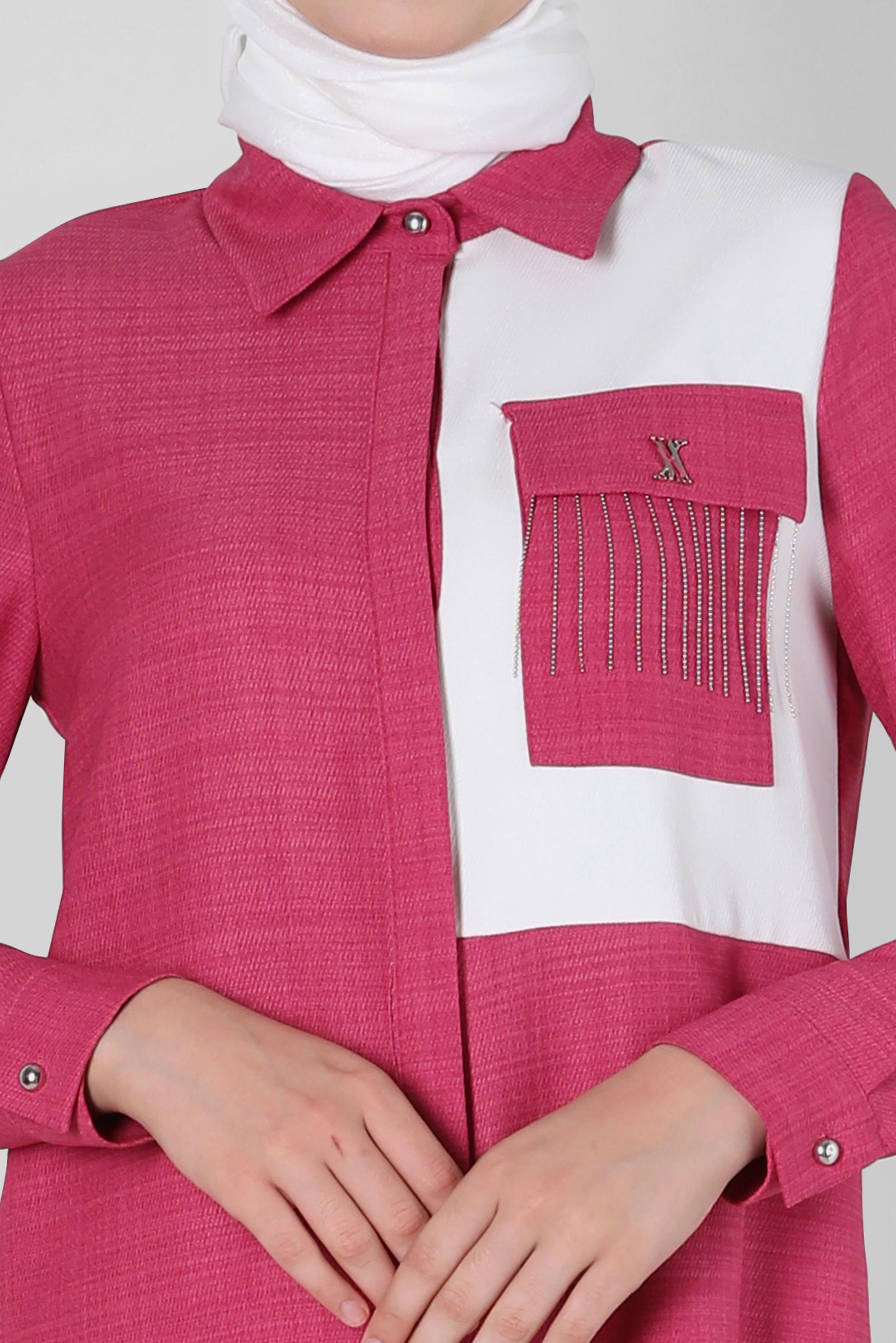 Tesettür giyim FUŞYA ZİNCİR DETAYLI TUNİK 44130