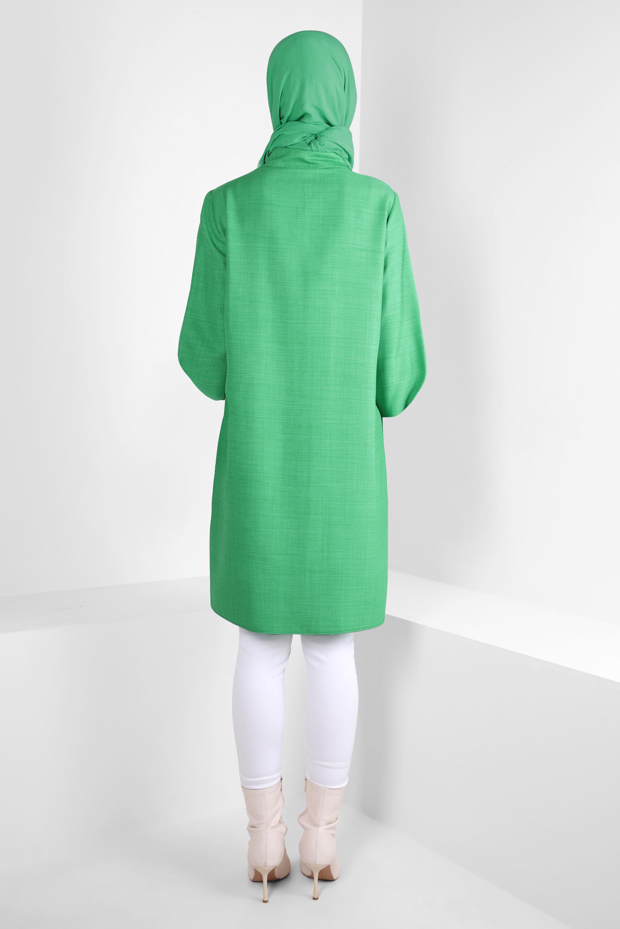 Tesettür giyim YEŞİL ZİNCİR DETAYLI TUNİK 44130