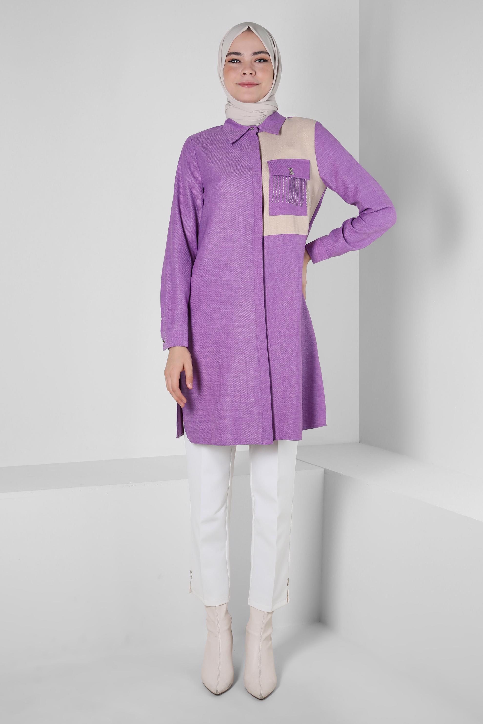 Hijab clothing PURPLE TUNIC WITH CHAIN DETAIL 44130