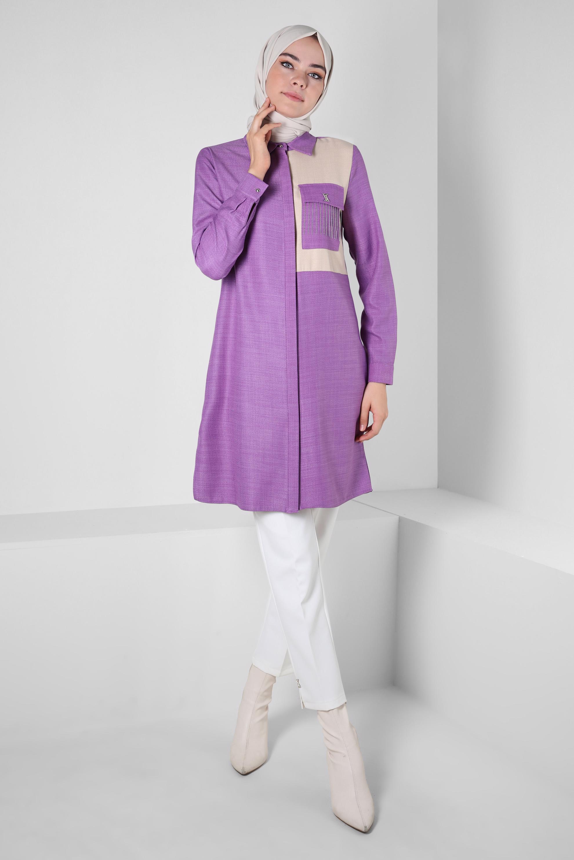 Hijab clothing PURPLE TUNIC WITH CHAIN DETAIL 44130