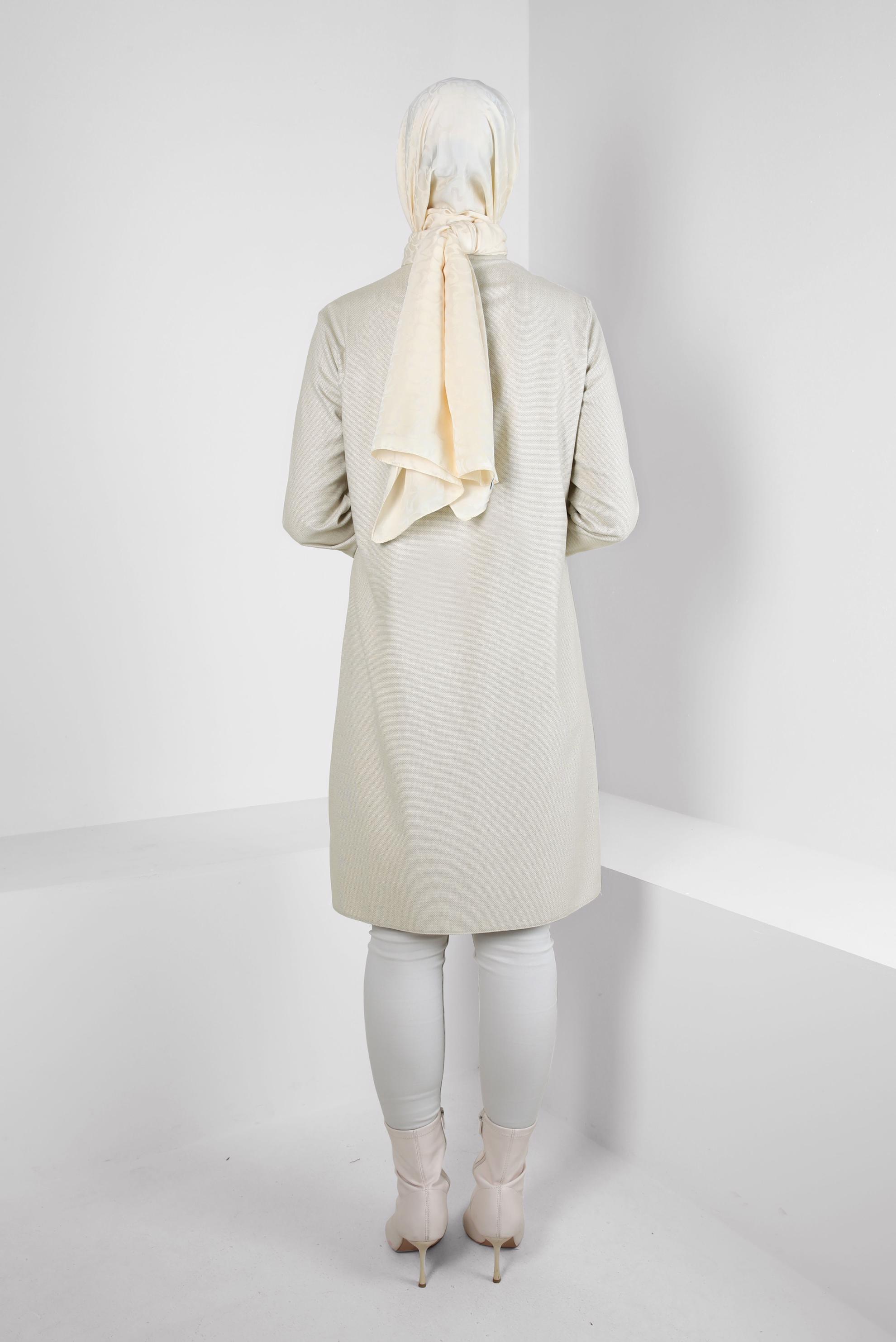 Tesettür giyim BEJ CEPLİ GÖMLEK TUNİK 44131