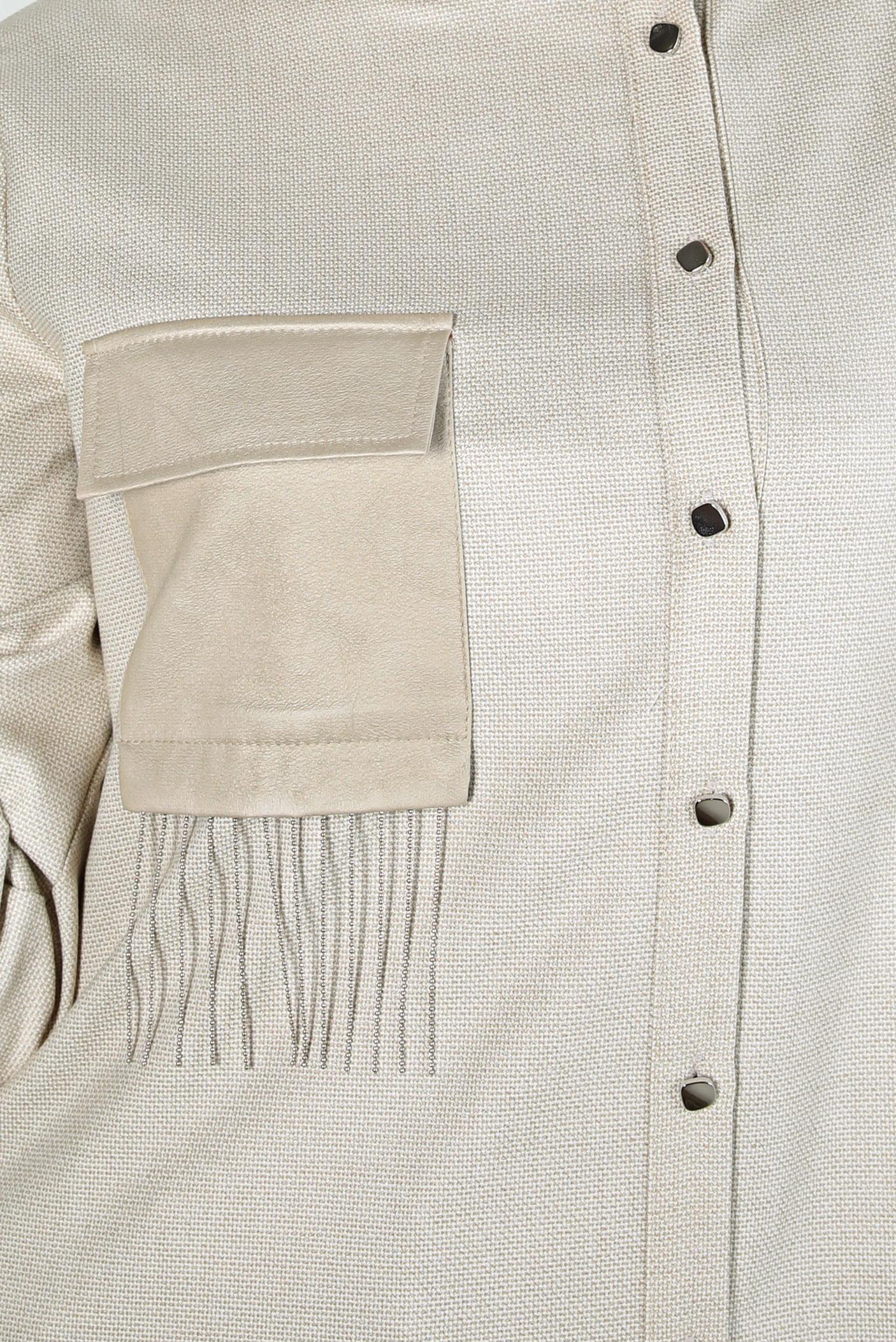 Tesettür giyim BEJ CEPLİ GÖMLEK TUNİK 44131