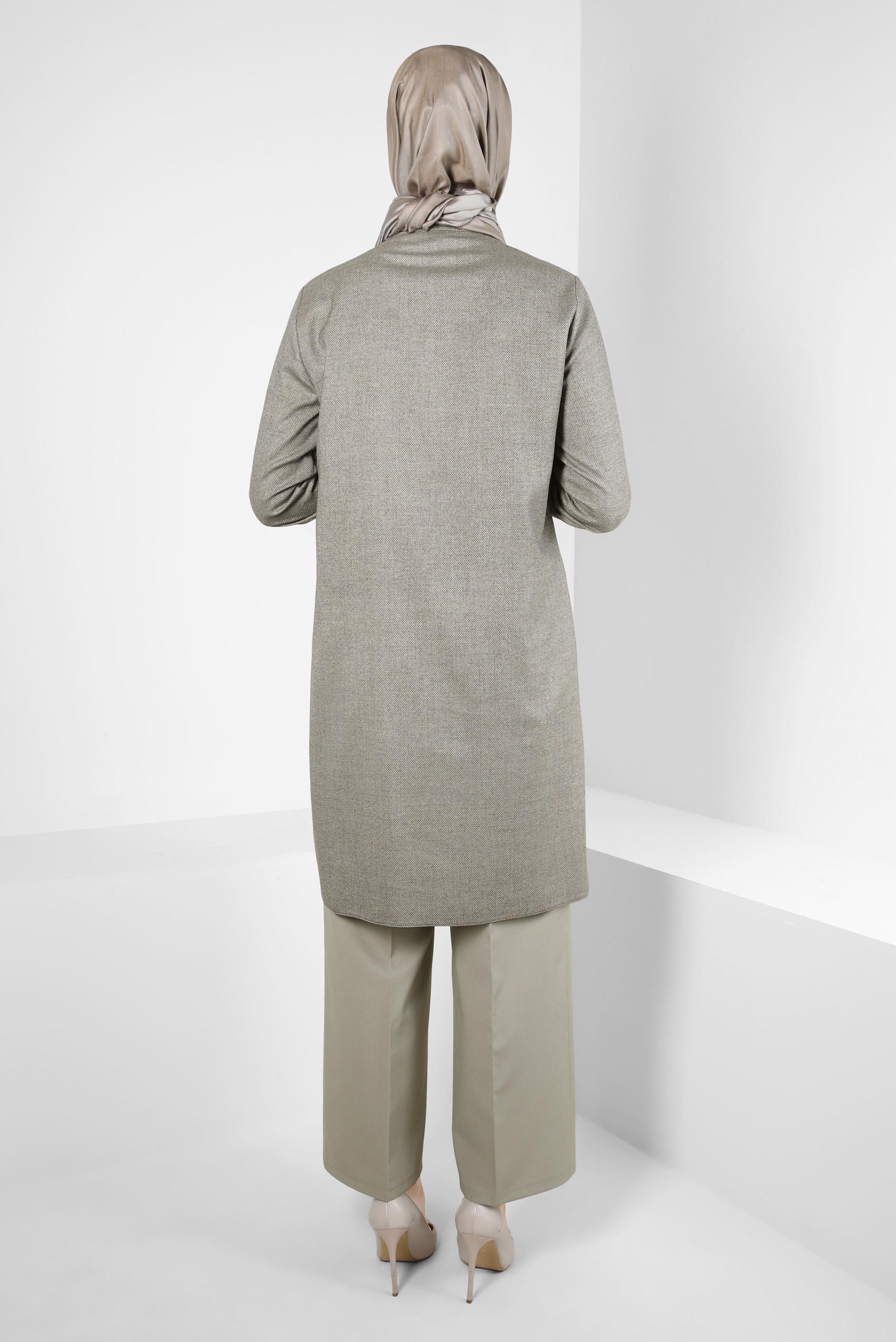 Tesettür giyim KAHVE CEPLİ GÖMLEK TUNİK 44131