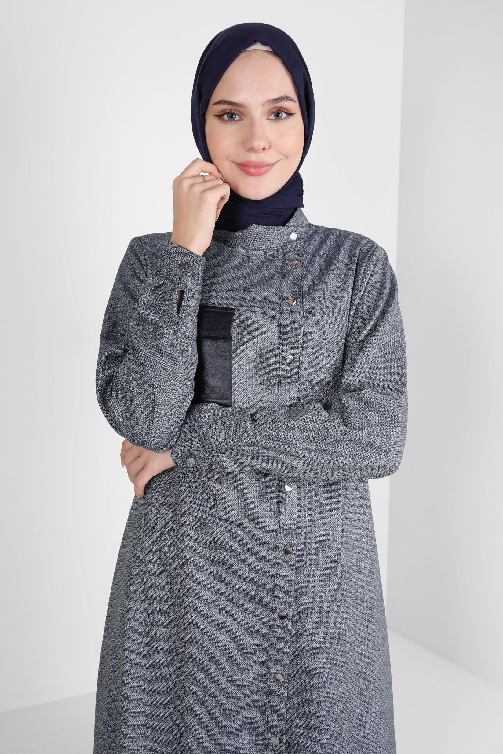 Tesettür giyim LACİVERT CEPLİ GÖMLEK TUNİK 44131