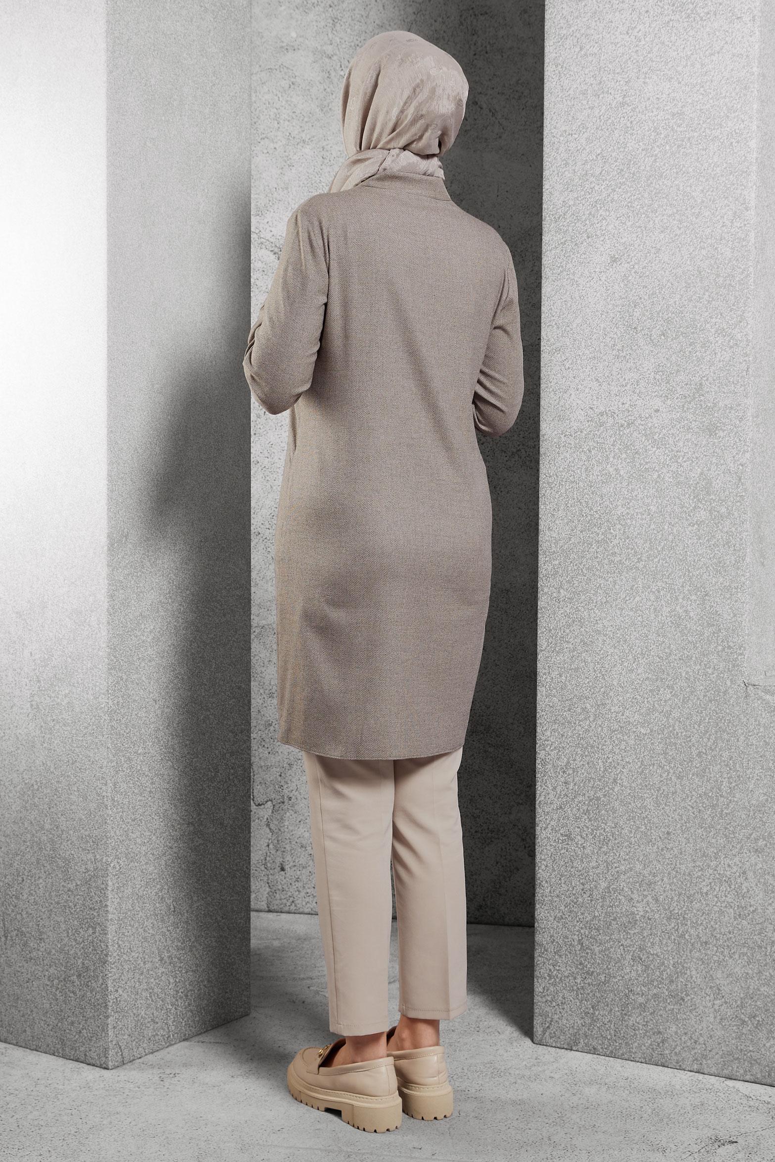 Tesettür giyim VİZON CEPLİ GÖMLEK TUNİK 44131