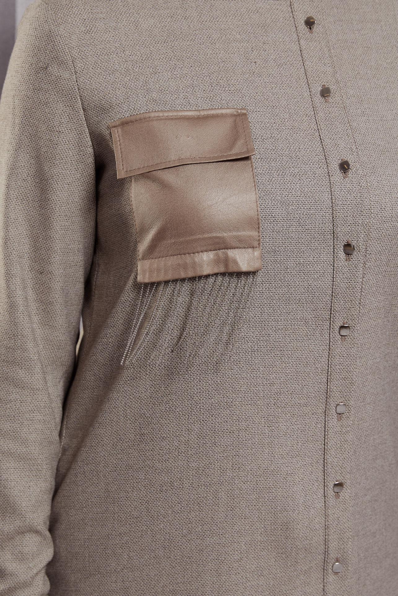 Tesettür giyim VİZON CEPLİ GÖMLEK TUNİK 44131