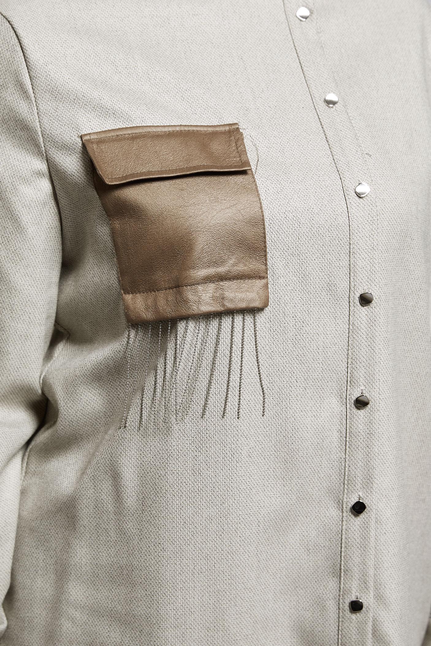 Tesettür giyim BEJ CEPLİ GÖMLEK TUNİK 44131