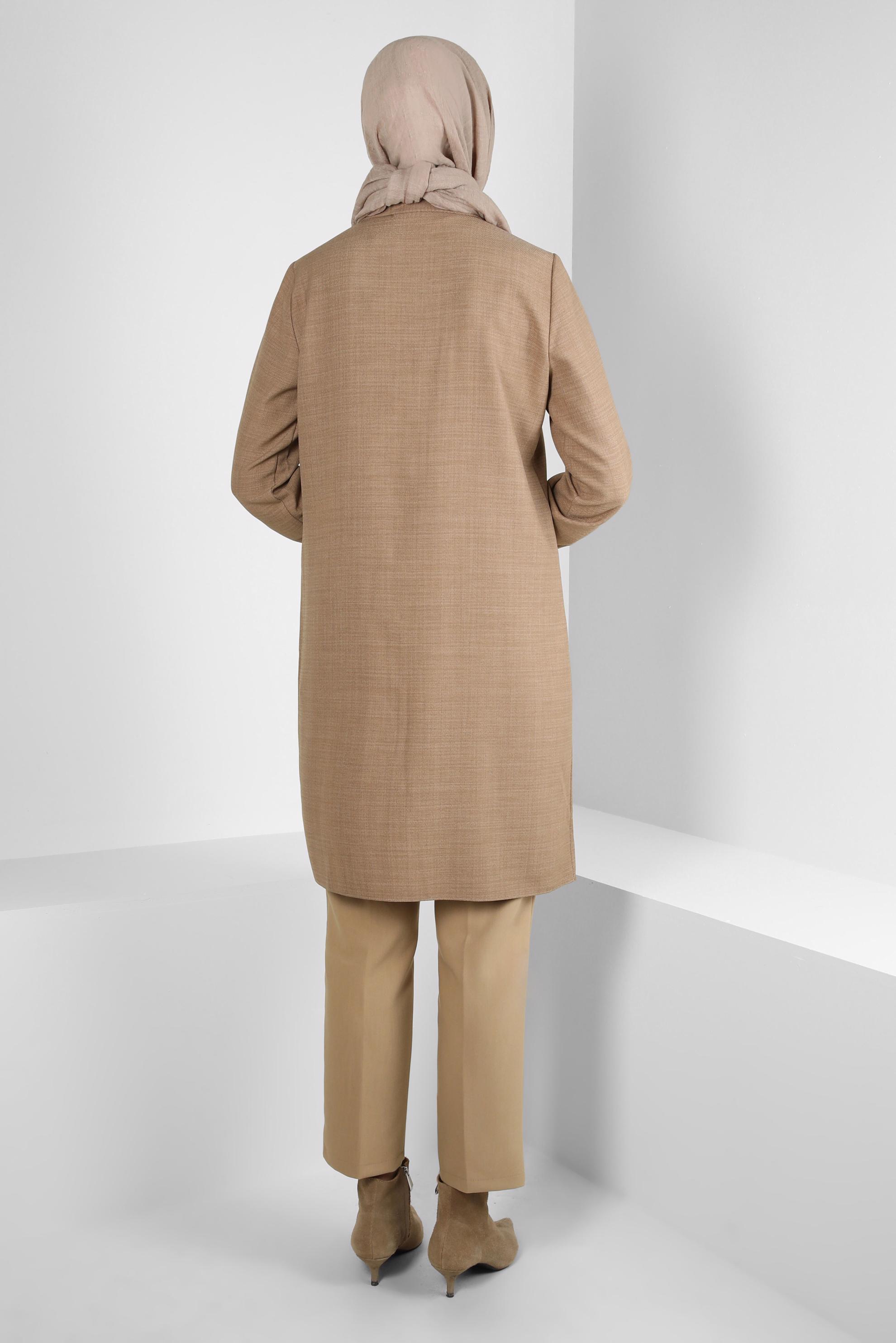 Tesettür giyim KAHVE ŞERİT DETAYLI TUNİK 44132