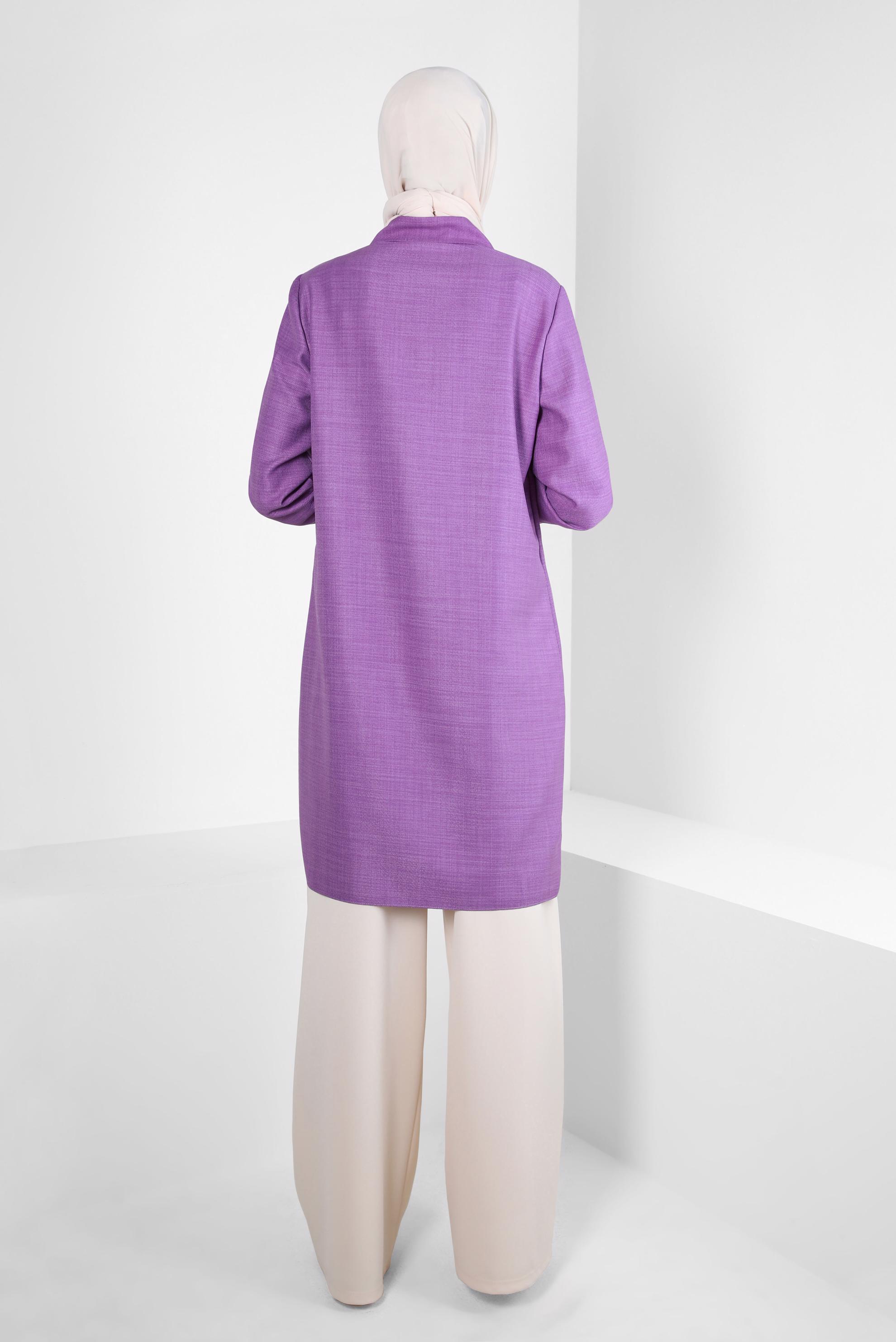 Tesettür giyim MOR ŞERİT DETAYLI TUNİK 44132