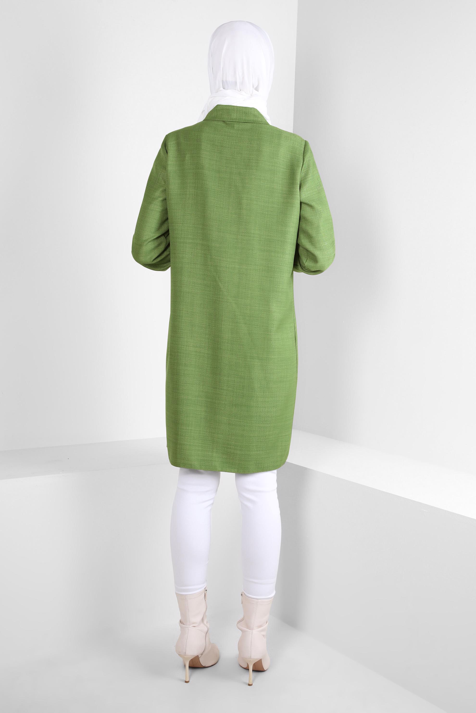 Tesettür giyim YEŞİL ŞERİT DETAYLI TUNİK 44132