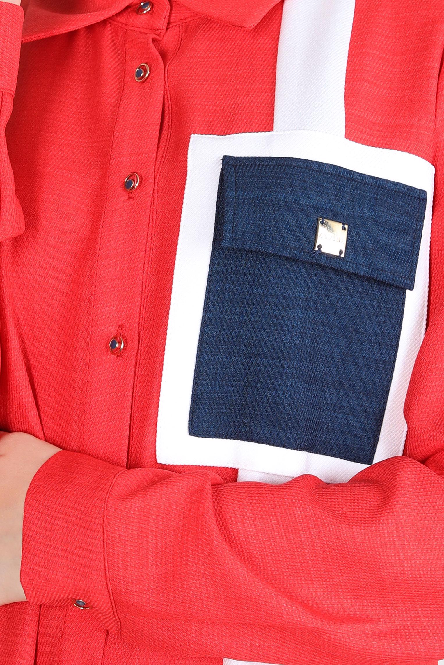 Tesettür giyim KIRMIZI ŞERİT DETAYLI TUNİK 44132