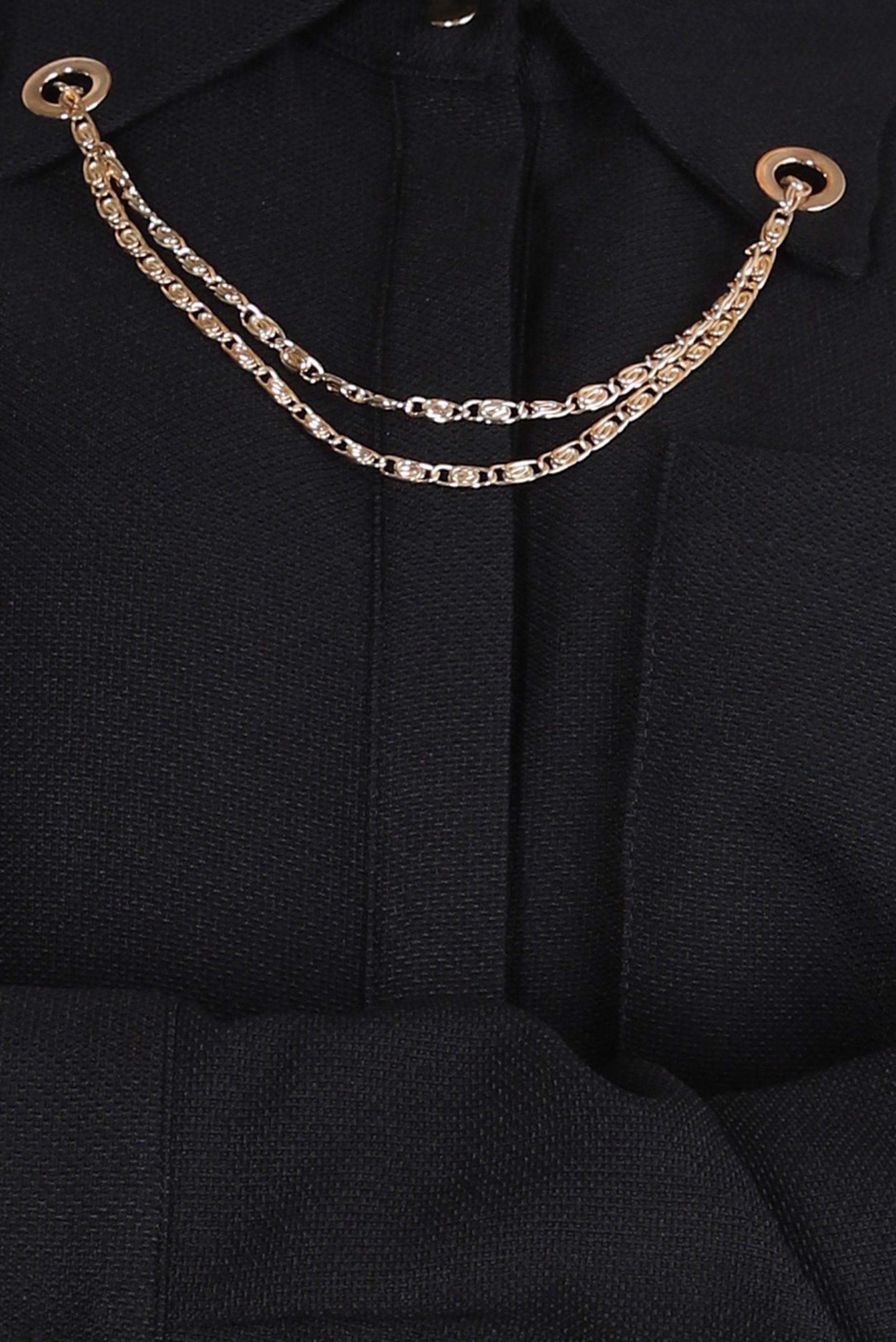 Tesettür giyim SİYAH ZİNCİR DETAYLI TUNİK 44134