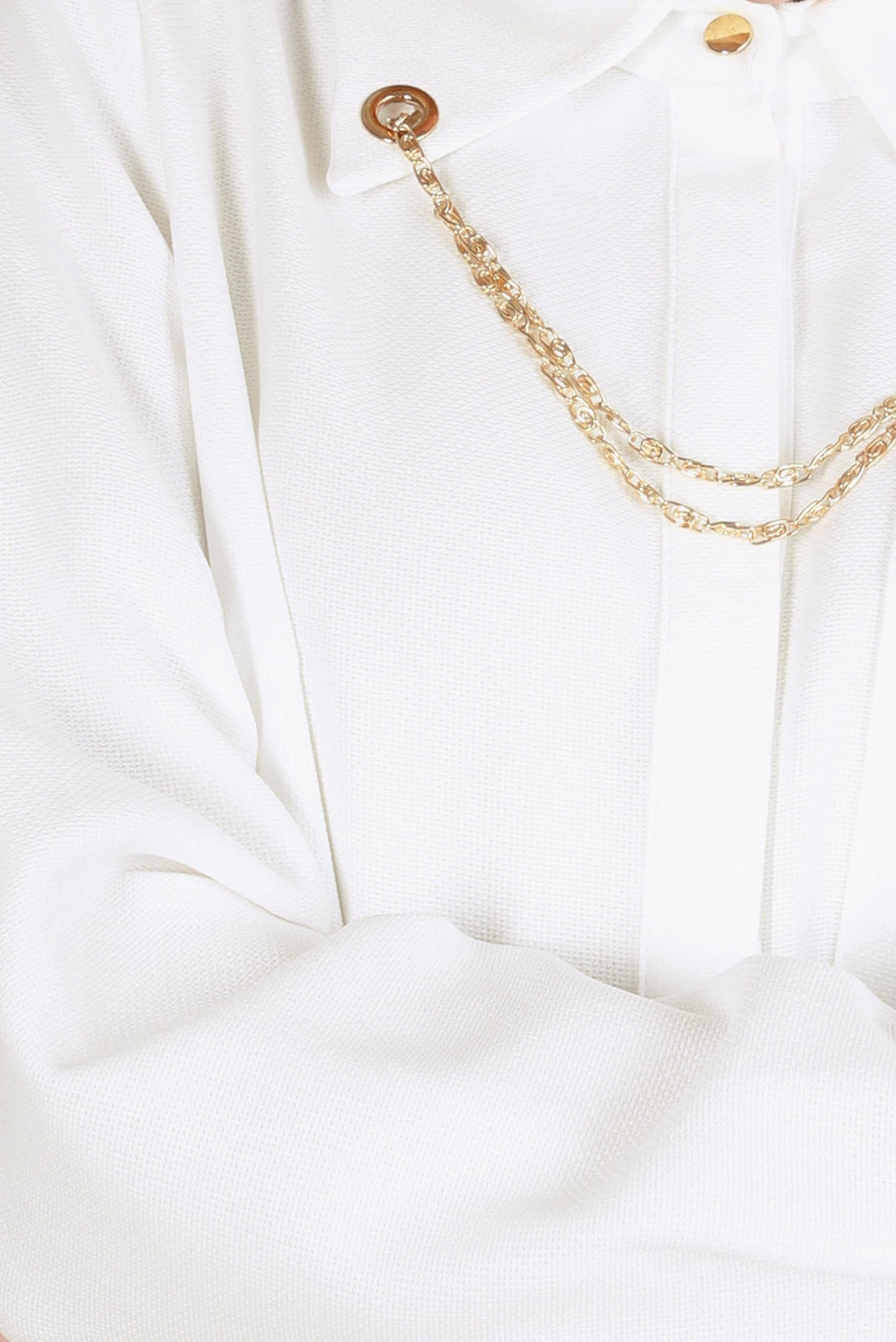 Tesettür giyim BEYAZ ZİNCİR DETAYLI TUNİK 44134