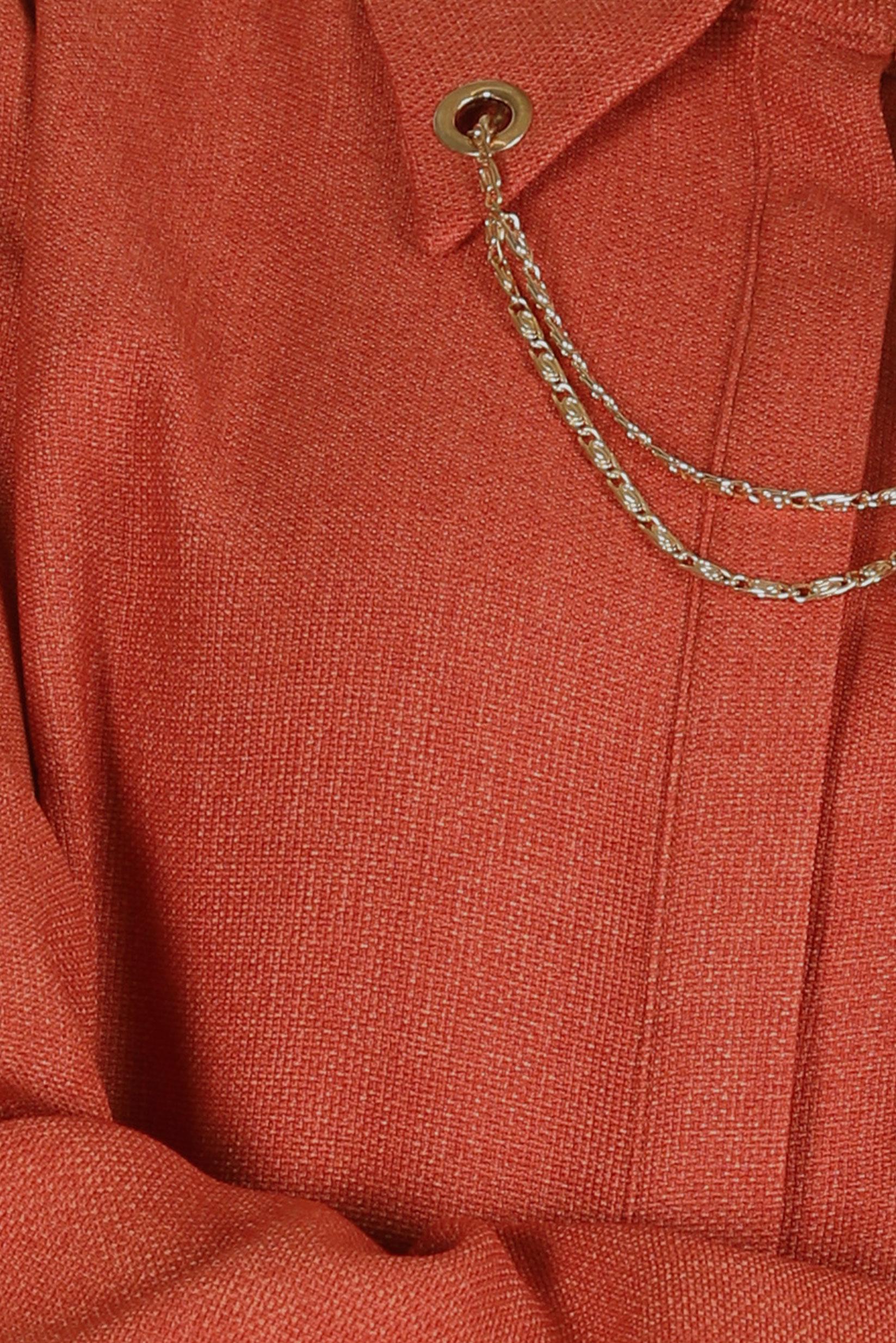 Tesettür giyim TURUNCU ZİNCİR DETAYLI TUNİK 44134