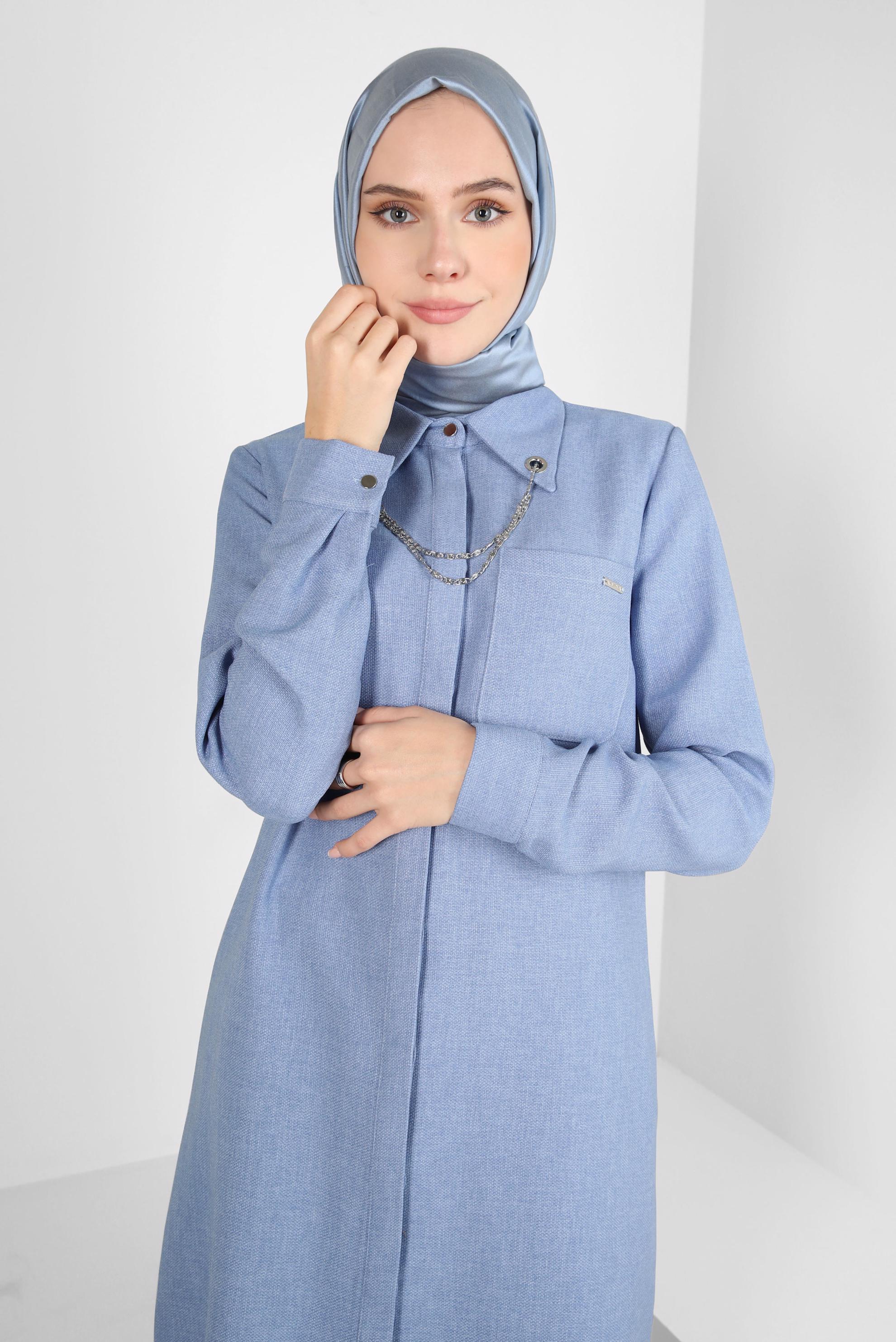 Tesettür giyim LACİVERT ZİNCİR DETAYLI TUNİK 44134