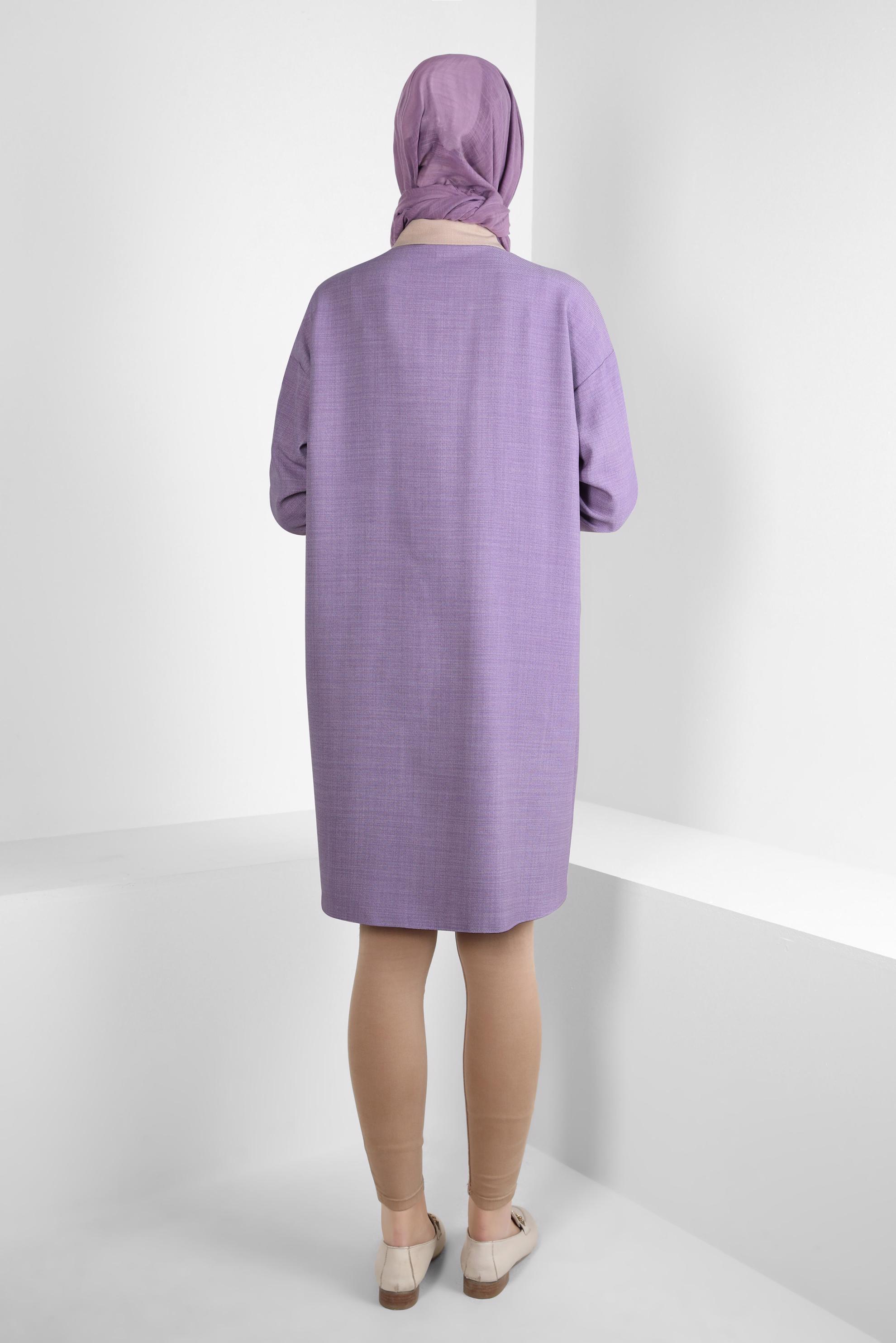 Tesettür giyim MOR İKİ RENKLİ GÖMLEK TUNİK 44135