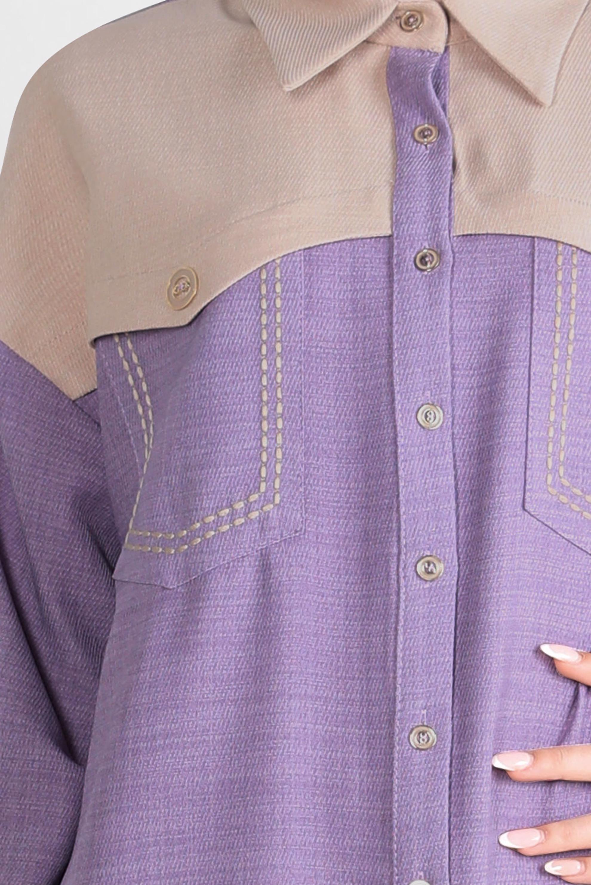 Tesettür giyim MOR İKİ RENKLİ GÖMLEK TUNİK 44135