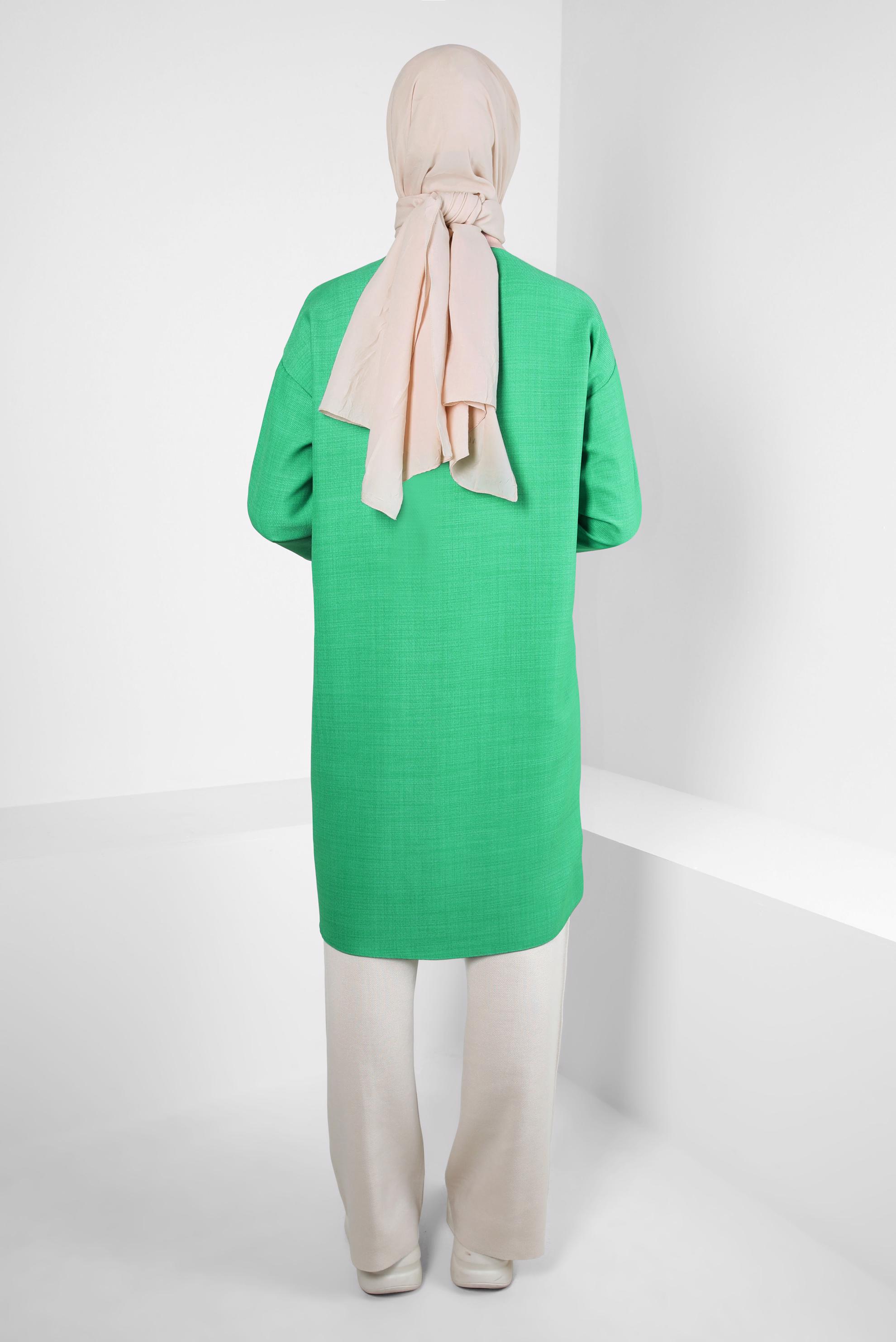 Tesettür giyim YEŞİL İKİ RENKLİ GÖMLEK TUNİK 44135