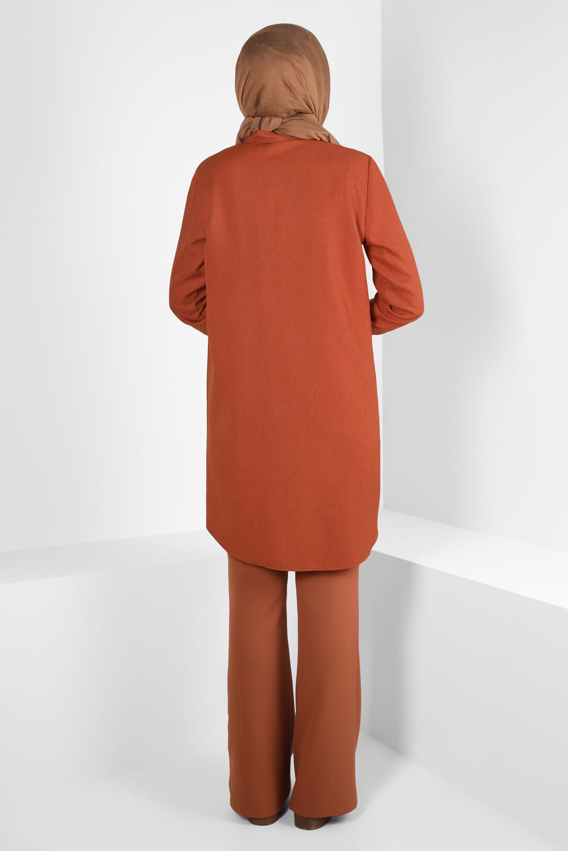 Tesettür giyim TABA DESENLİ PÜSKÜLLÜ TUNİK 44140