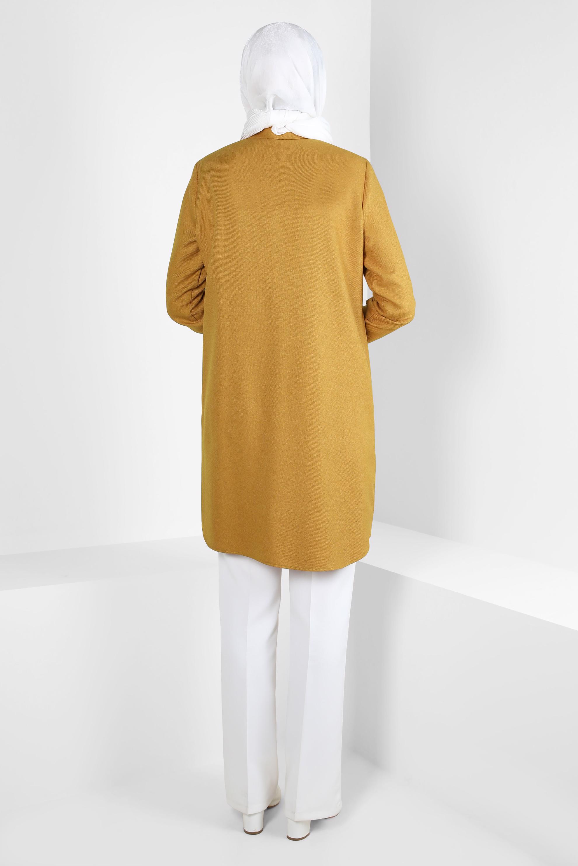 Tesettür giyim SARI DESENLİ PÜSKÜLLÜ TUNİK 44140-1