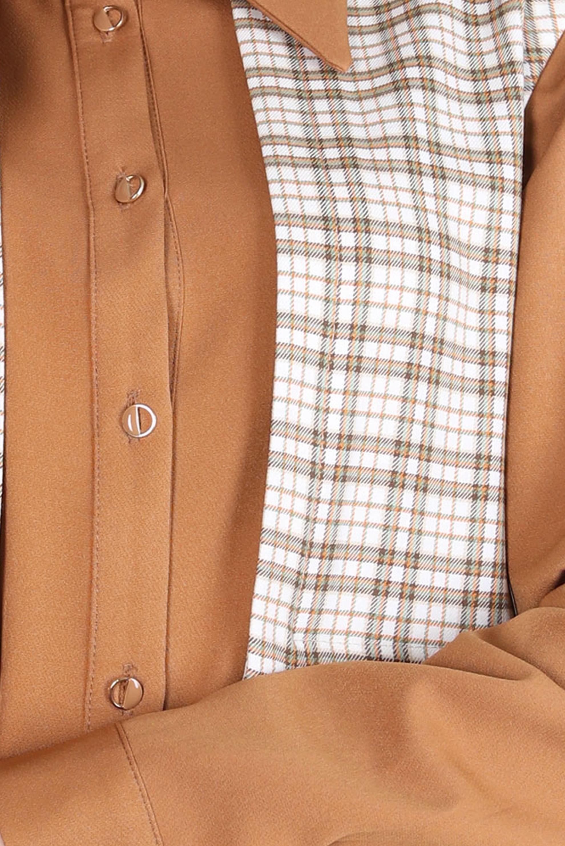 Tesettür giyim SARI EKOSE DESENLİ GÖMLEK TUNİK 44141