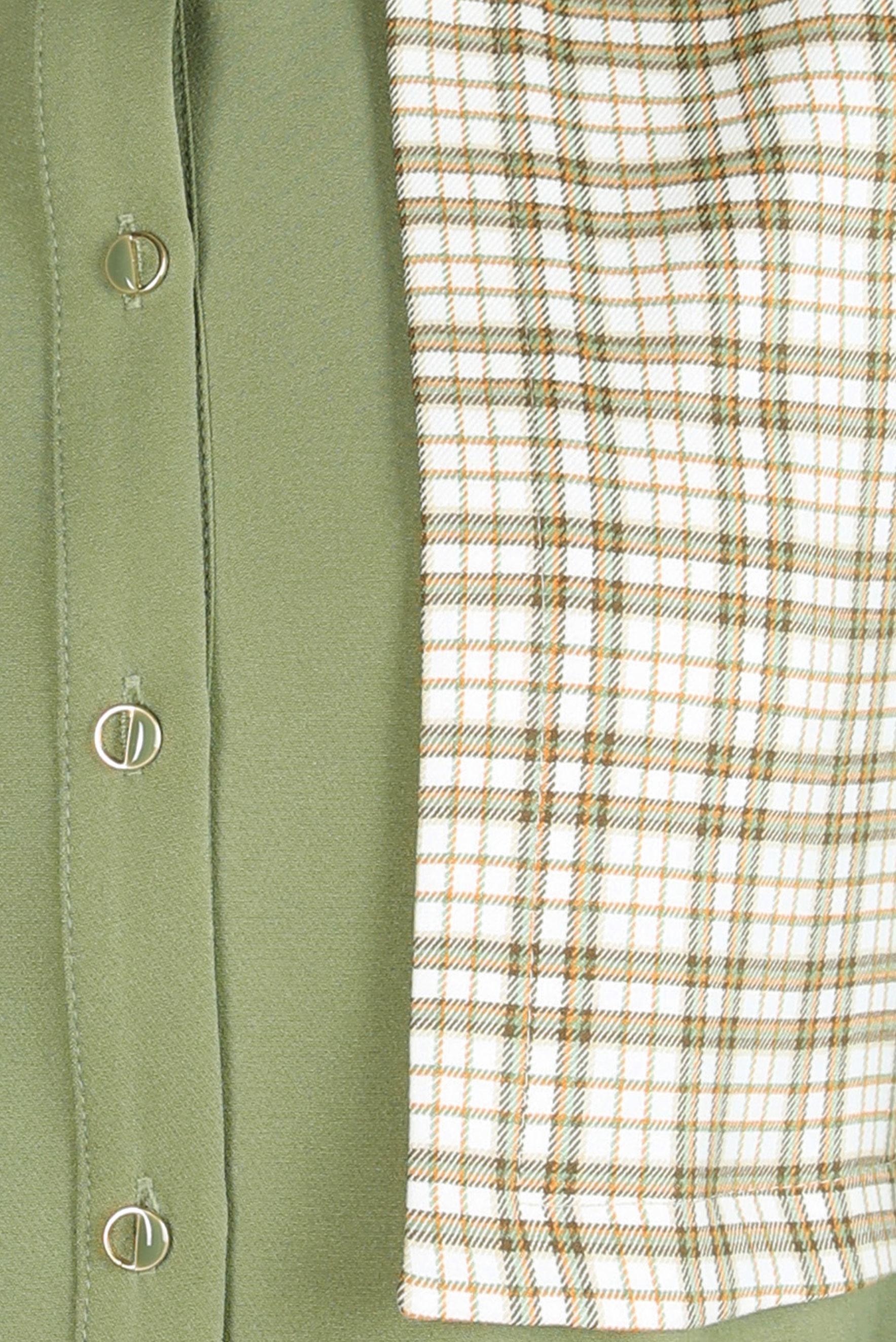 Tesettür giyim YEŞİL EKOSE DESENLİ GÖMLEK TUNİK 44141