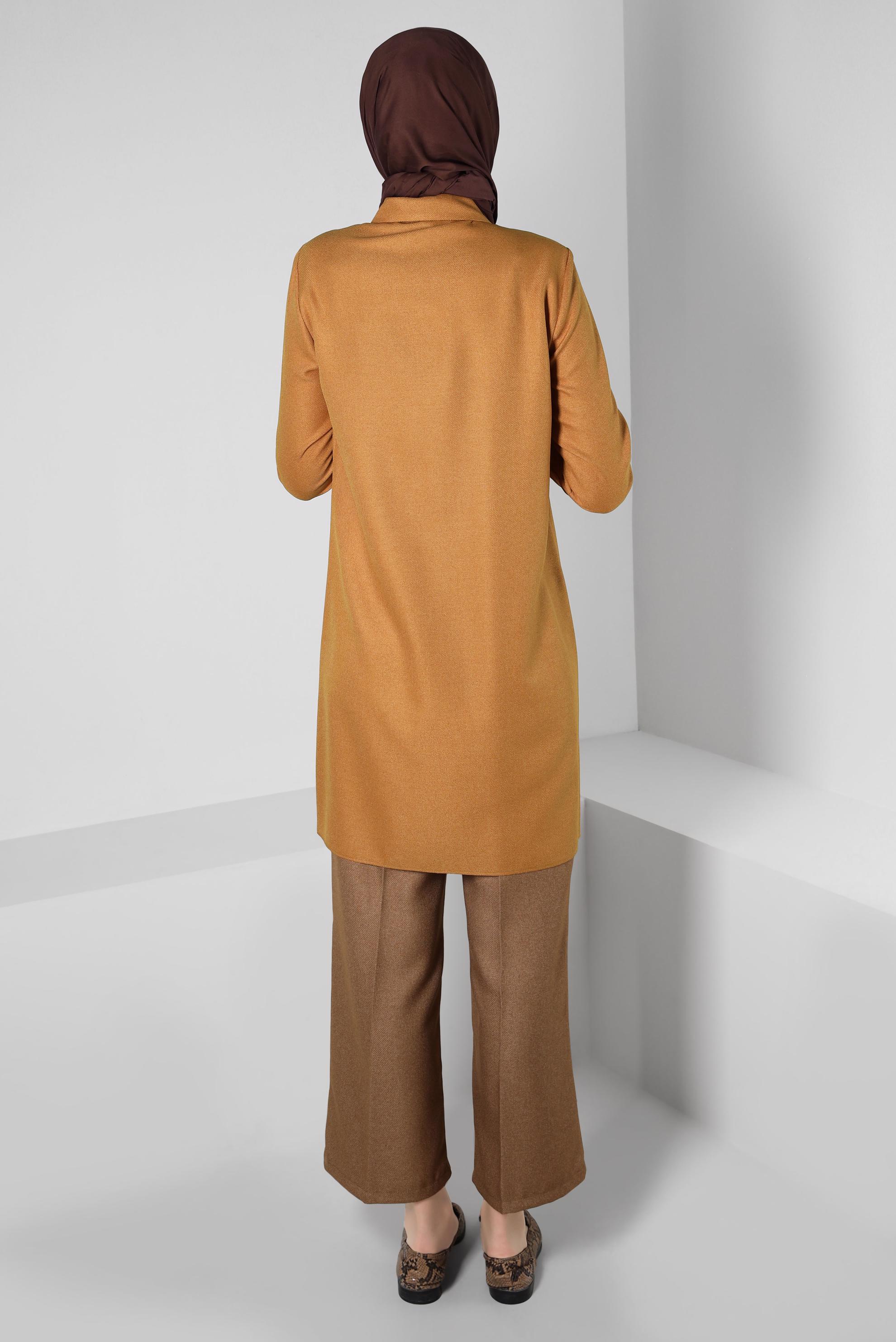 Tesettür giyim SARI DÜĞME DETAYLI TUNİK 44142