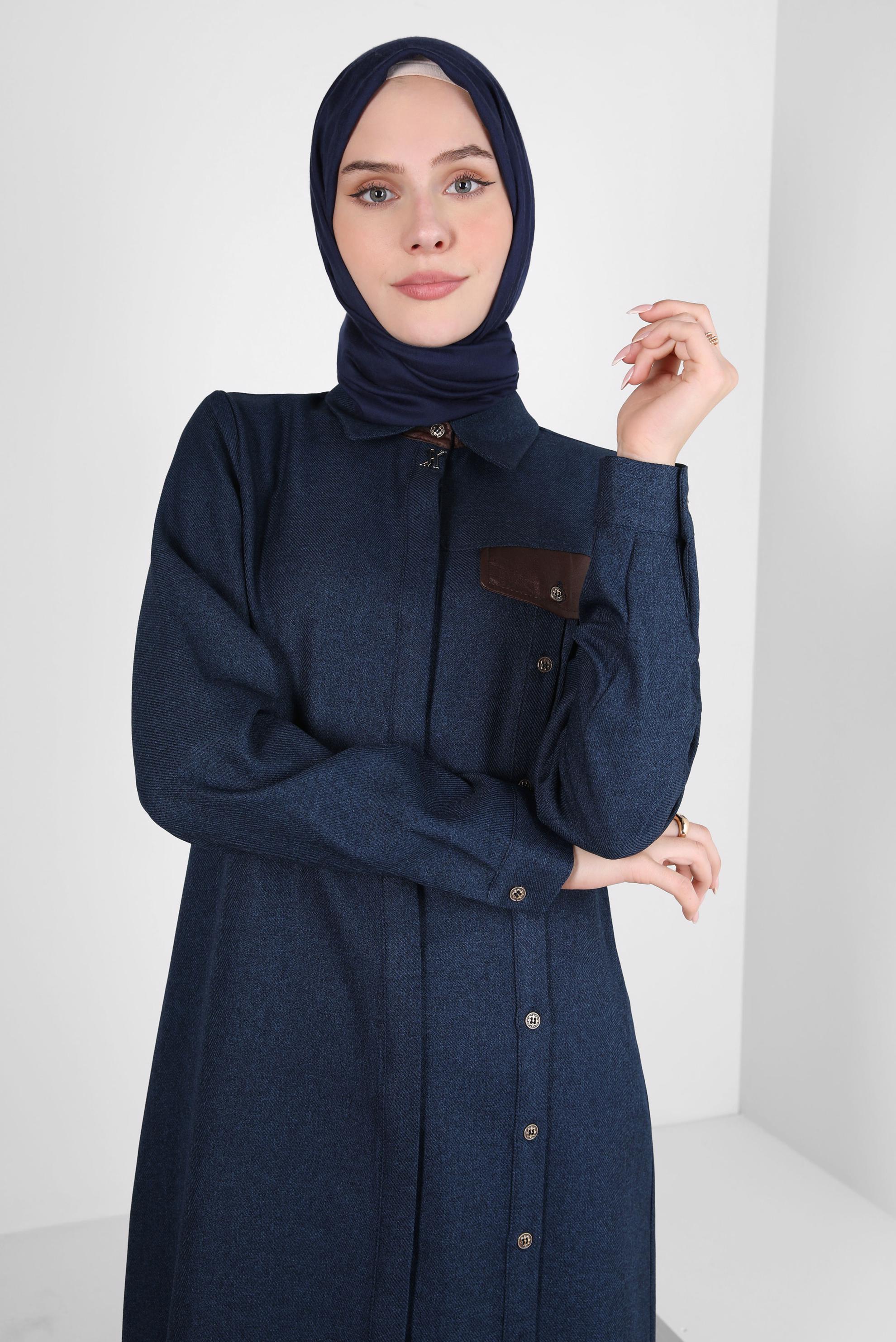 Tesettür giyim LACİVERT DÜĞME DETAYLI TUNİK 44142