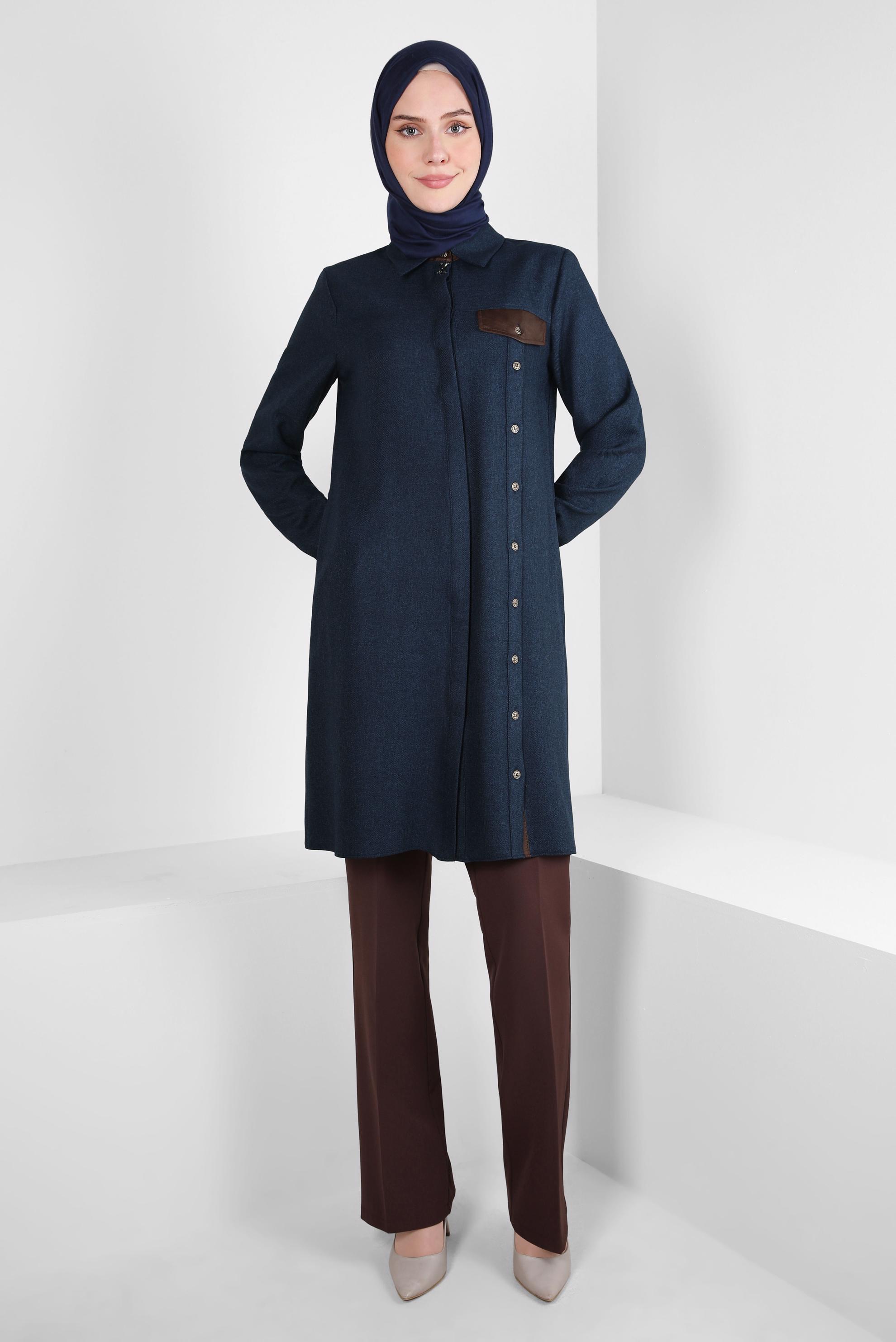 Tesettür giyim LACİVERT DÜĞME DETAYLI TUNİK 44142