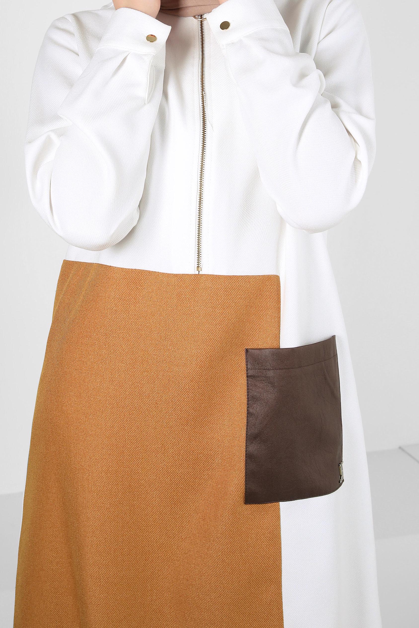 Tesettür giyim BEYAZ RENK BLOKLU TUNİK 44143