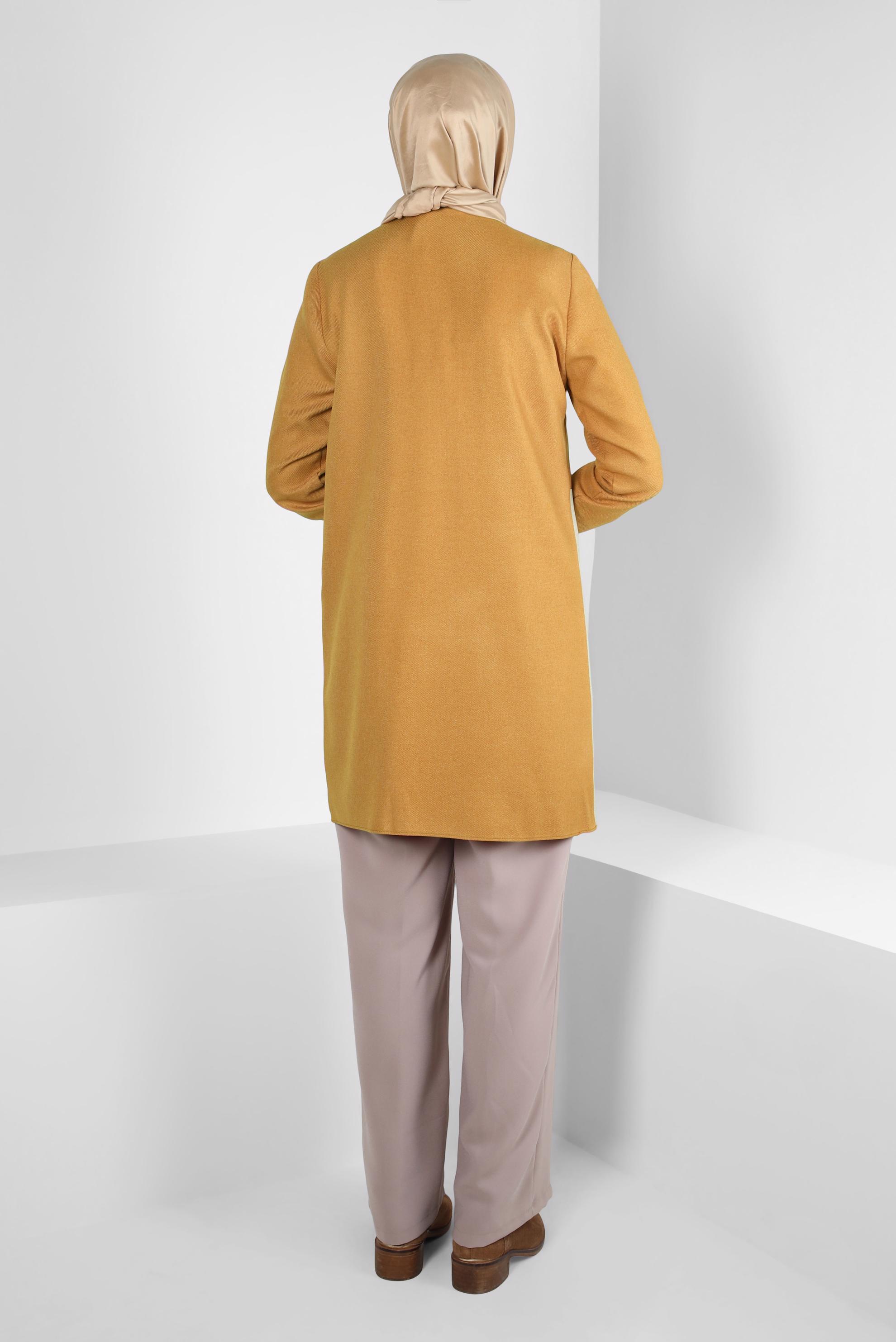 Tesettür giyim SARI RENK BLOKLU TUNİK 44143