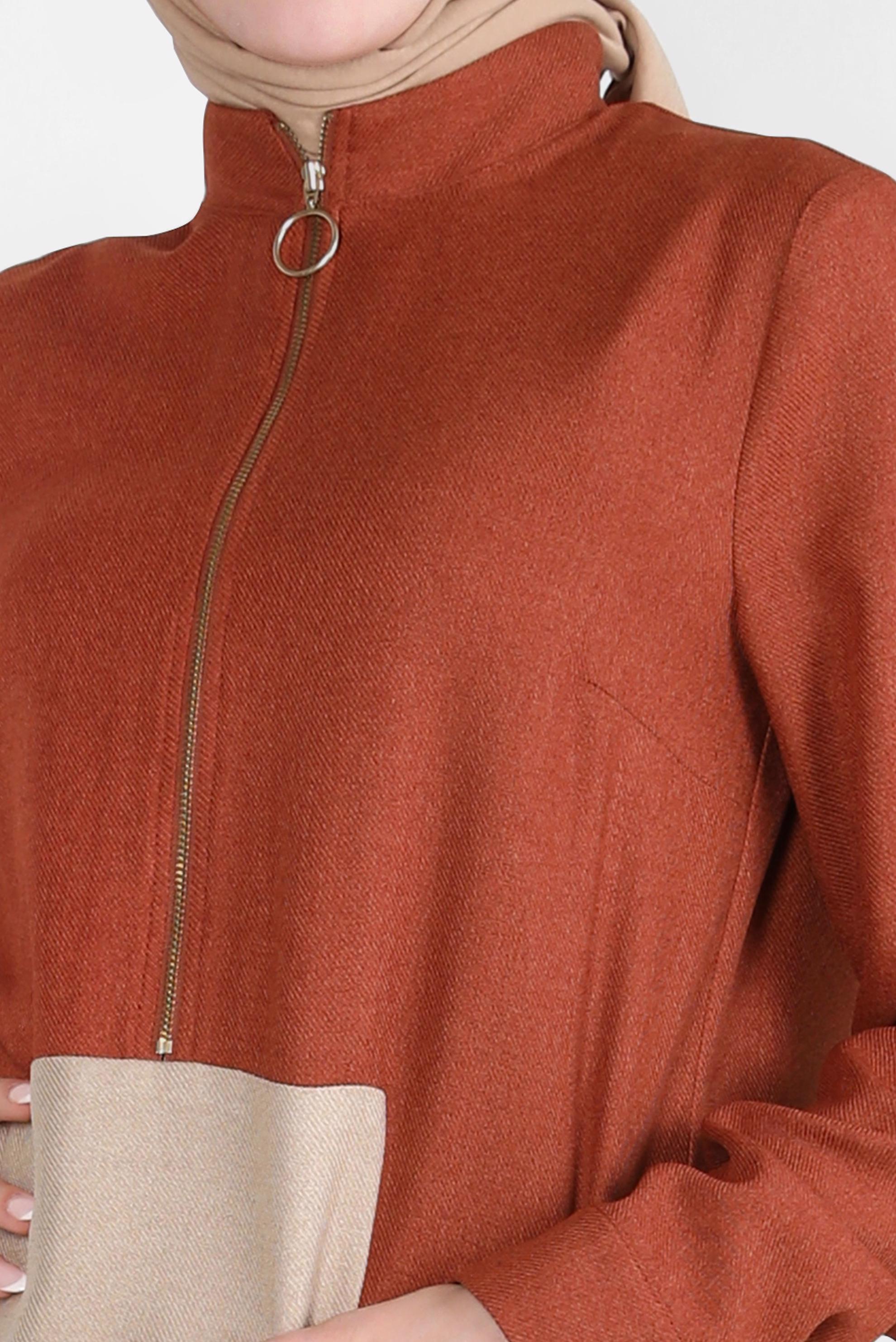 Tesettür giyim TURUNCU RENK BLOKLU TUNİK 44143