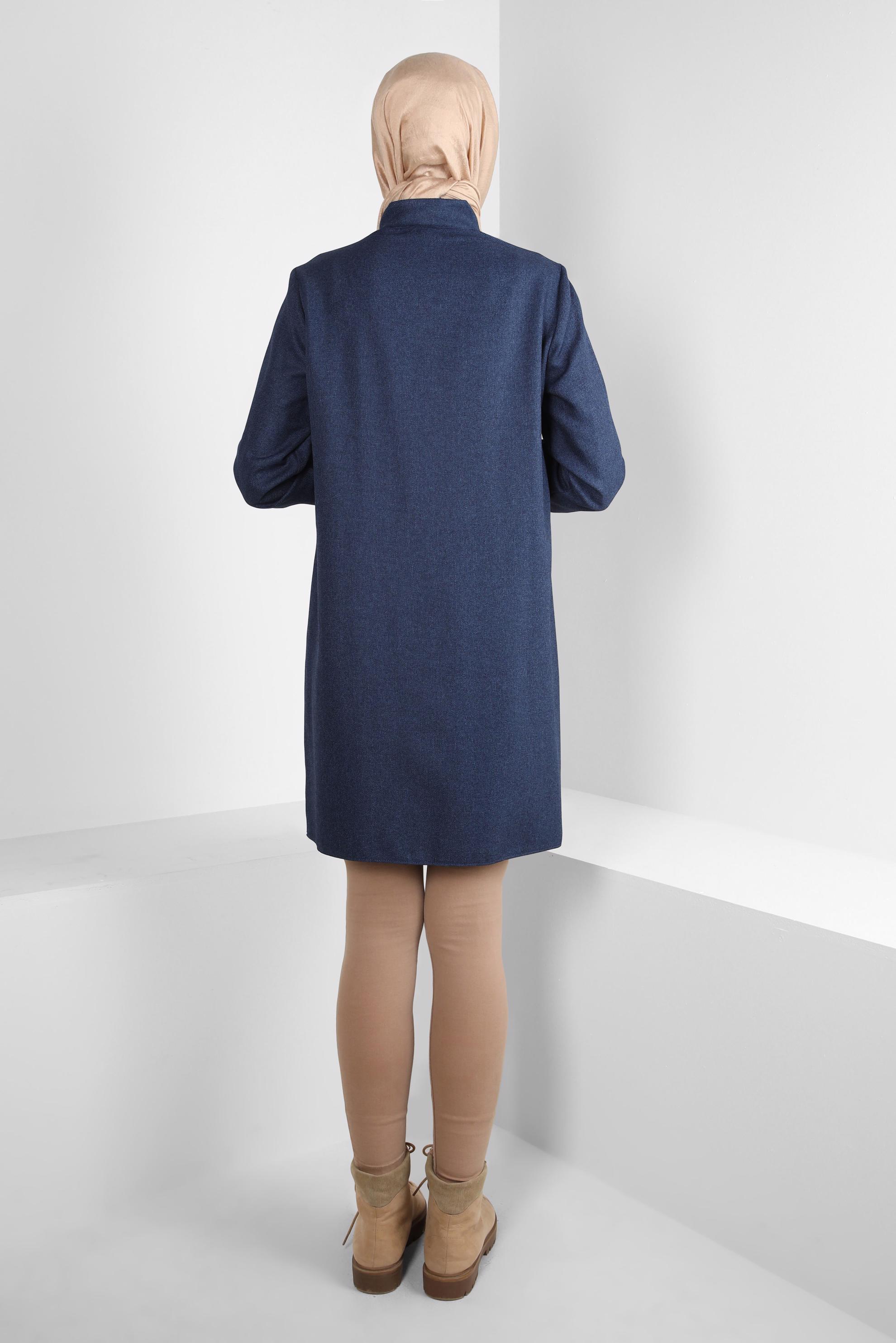 Tesettür giyim LACİVERT RENK BLOKLU TUNİK 44143