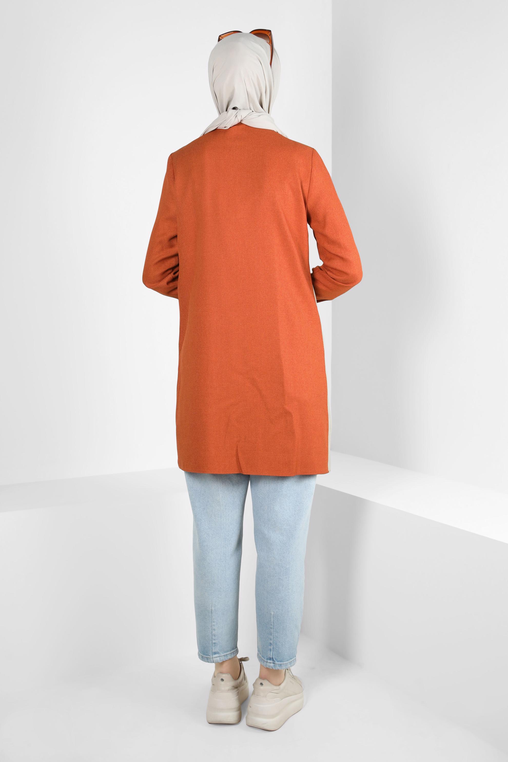 Tesettür giyim TABA RENK BLOKLU TUNİK 44143