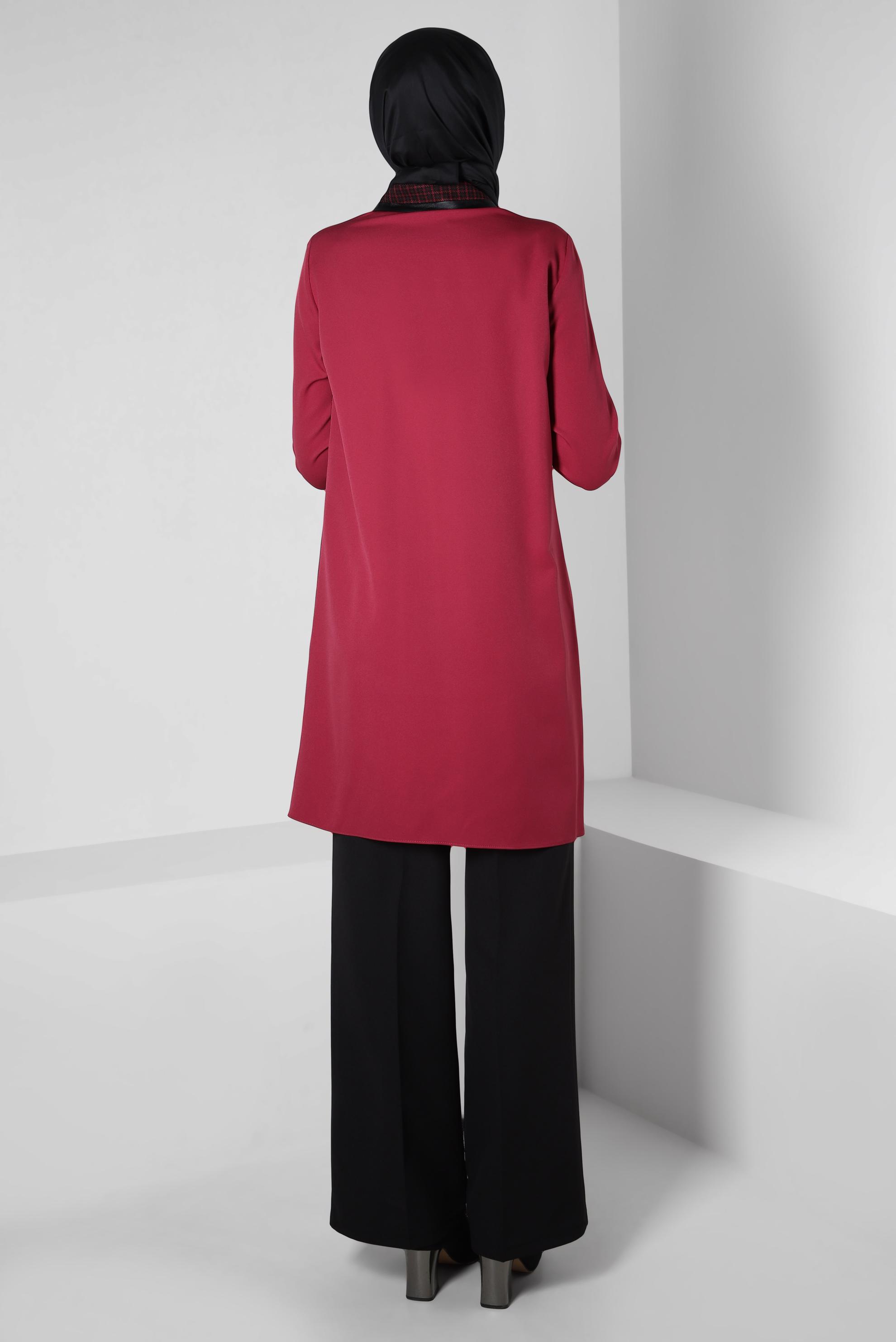 Tesettür giyim FUŞYA EKOSE DETAYLI GÖMLEK TUNİK 44144