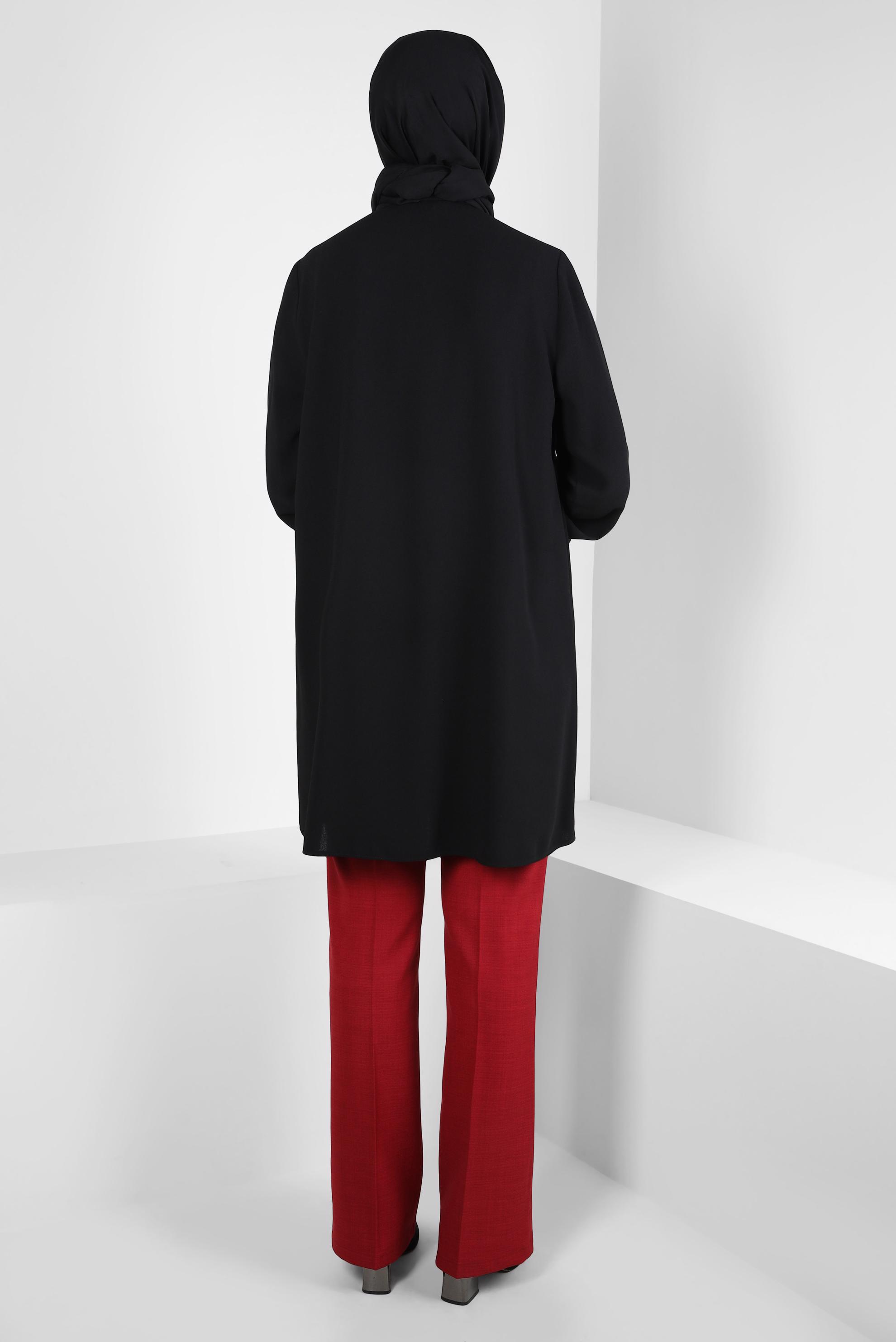 Tesettür giyim SİYAH TAŞ DETAYLI KREP TUNİK 44145