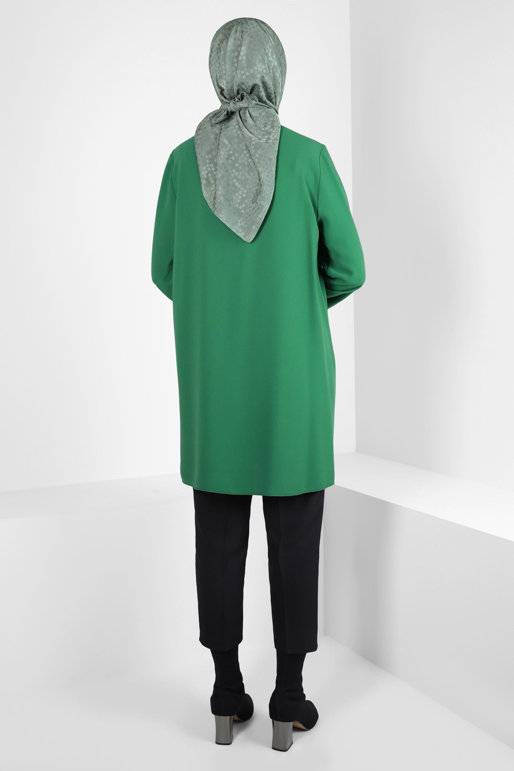 Tesettür giyim YEŞİL TAŞ DETAYLI KREP TUNİK 44145