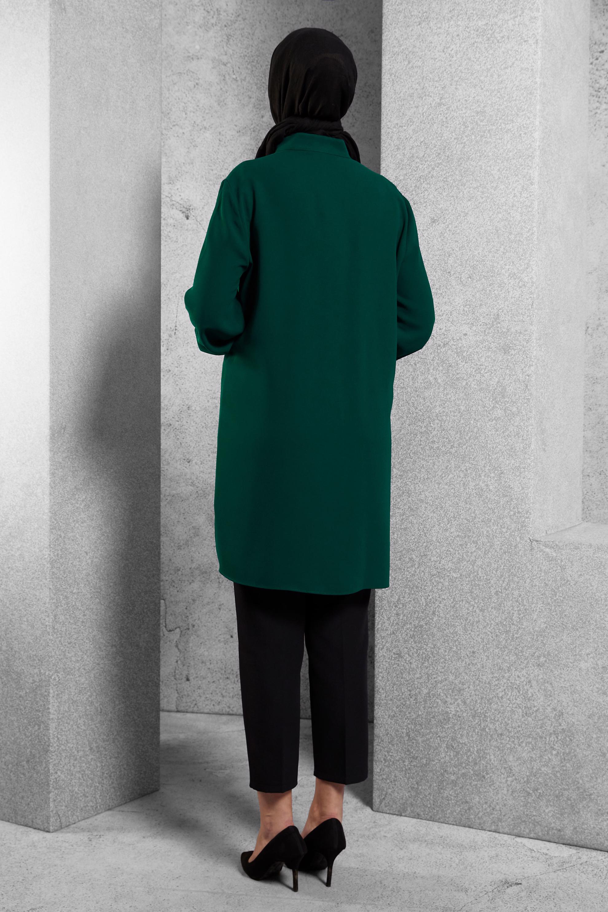 Tesettür giyim YEŞİL TAŞ DETAYLI KREP TUNİK 44145